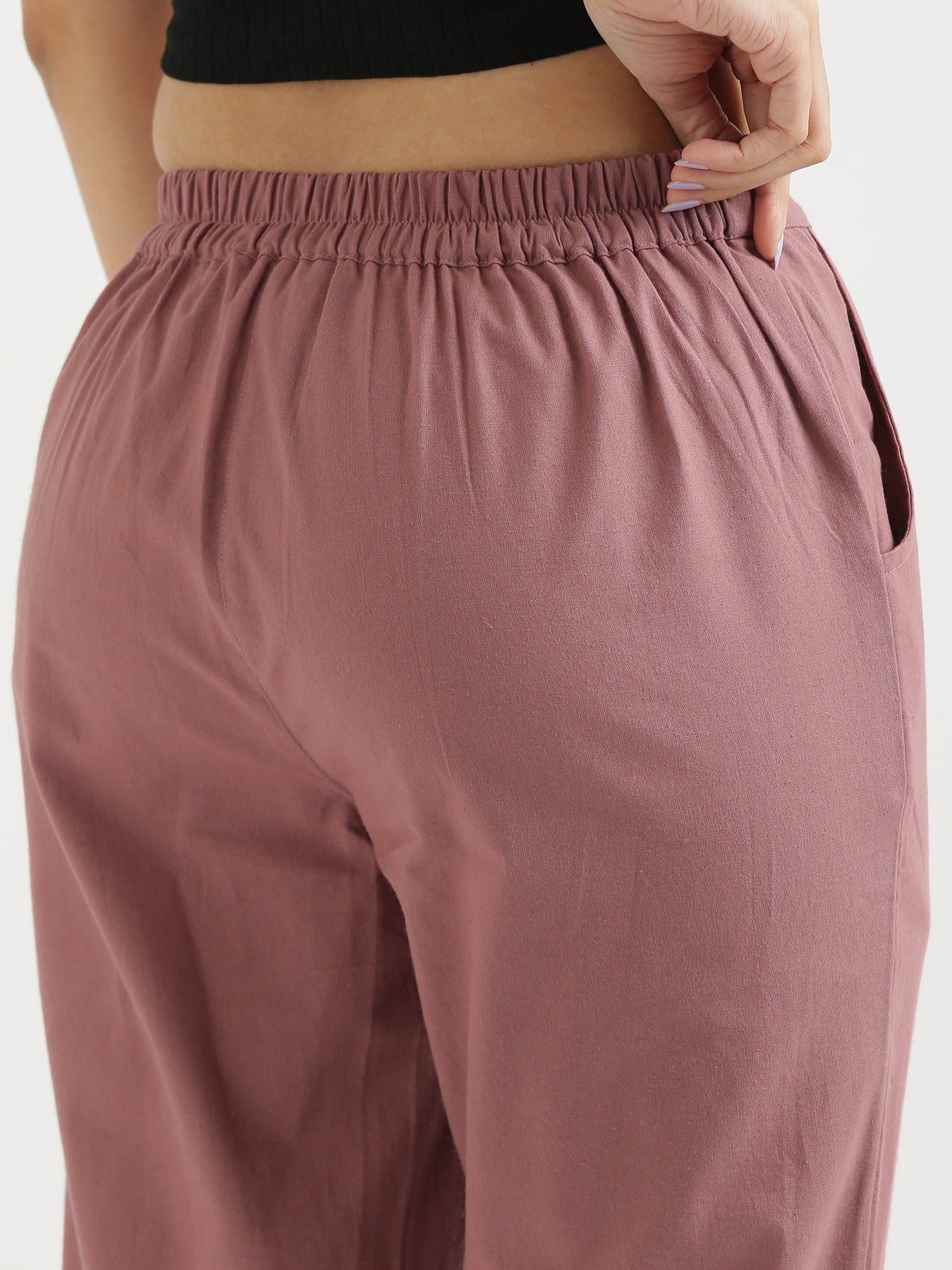 Vedora Elegance: Rose Taupe Cotton Pants for Subtle Sophistication