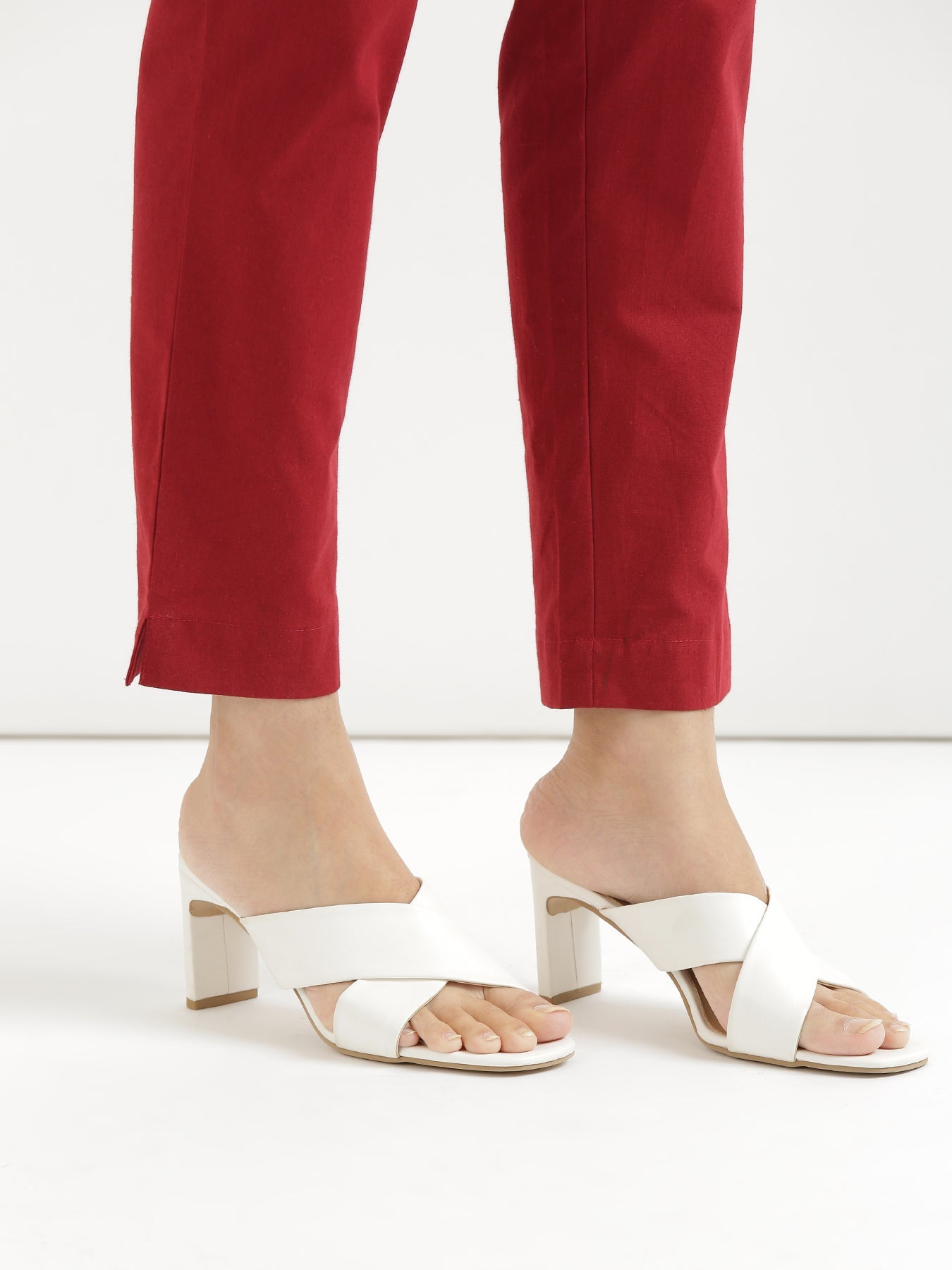 Vedora Elegance: Maroon Cotton Pants for Timeless Style