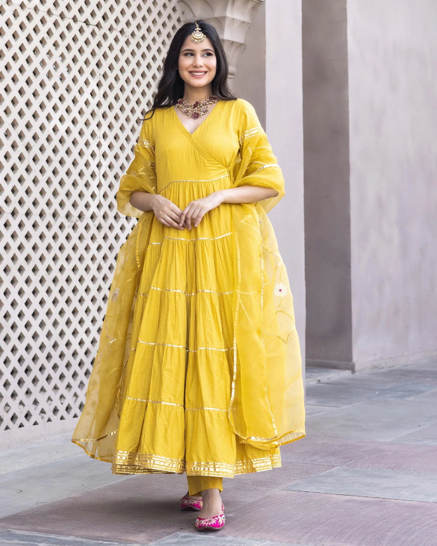 Radiant Gotapatti Tiered Suit Set