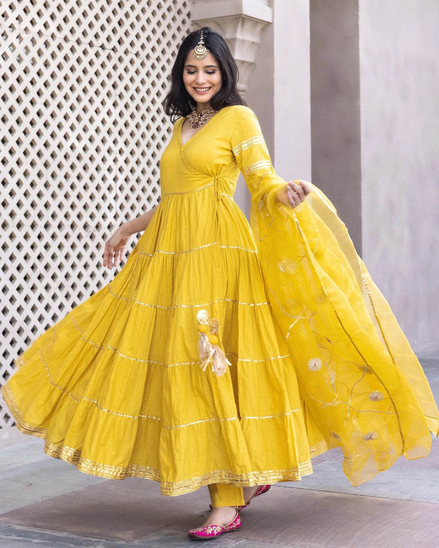 Radiant Gotapatti Tiered Suit Set