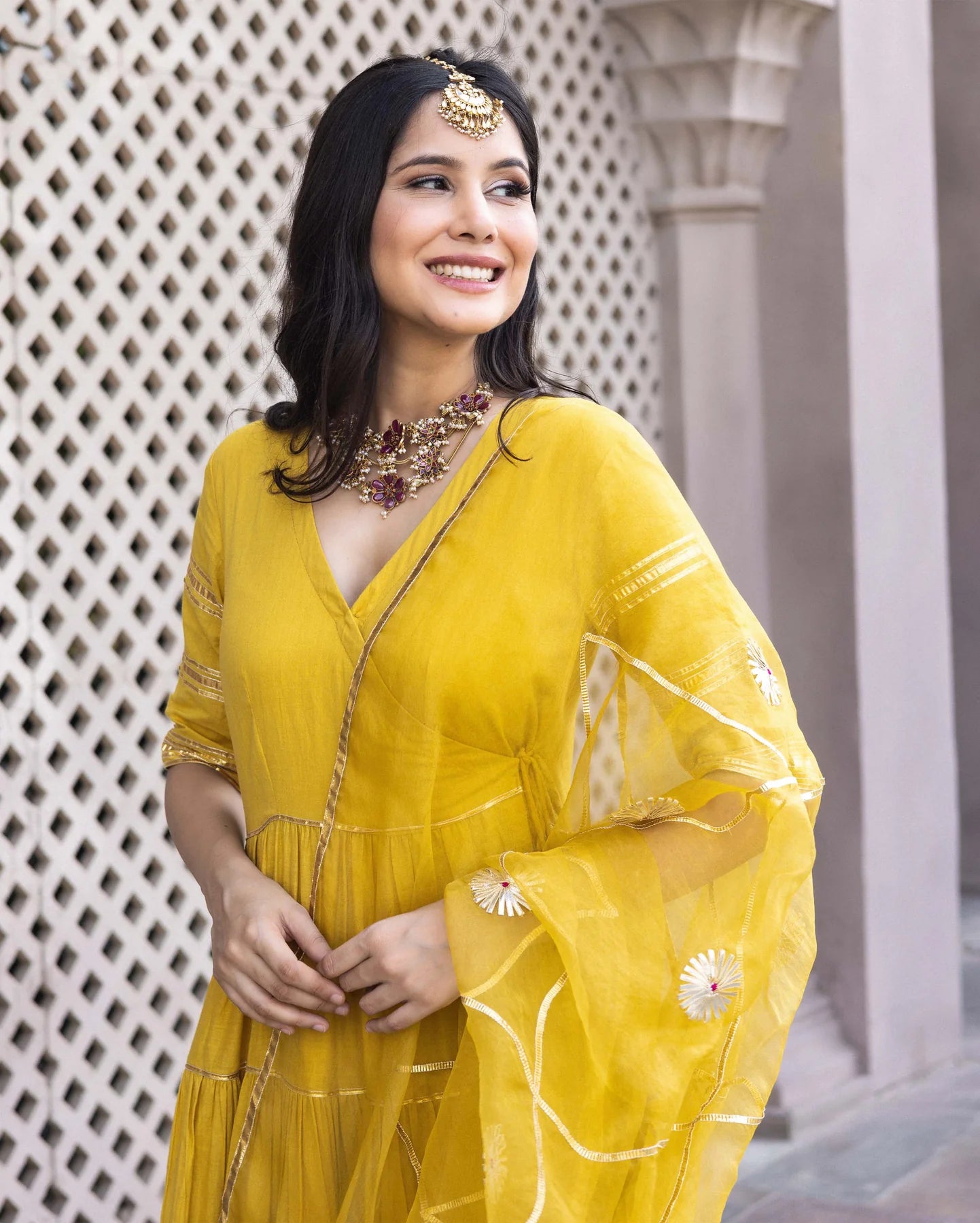 Radiant Gotapatti Tiered Suit Set