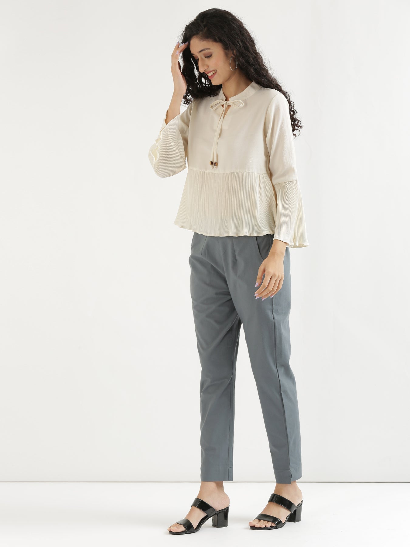 Vedora Classic: Cement Grey Cotton Pants for Streamlined Style