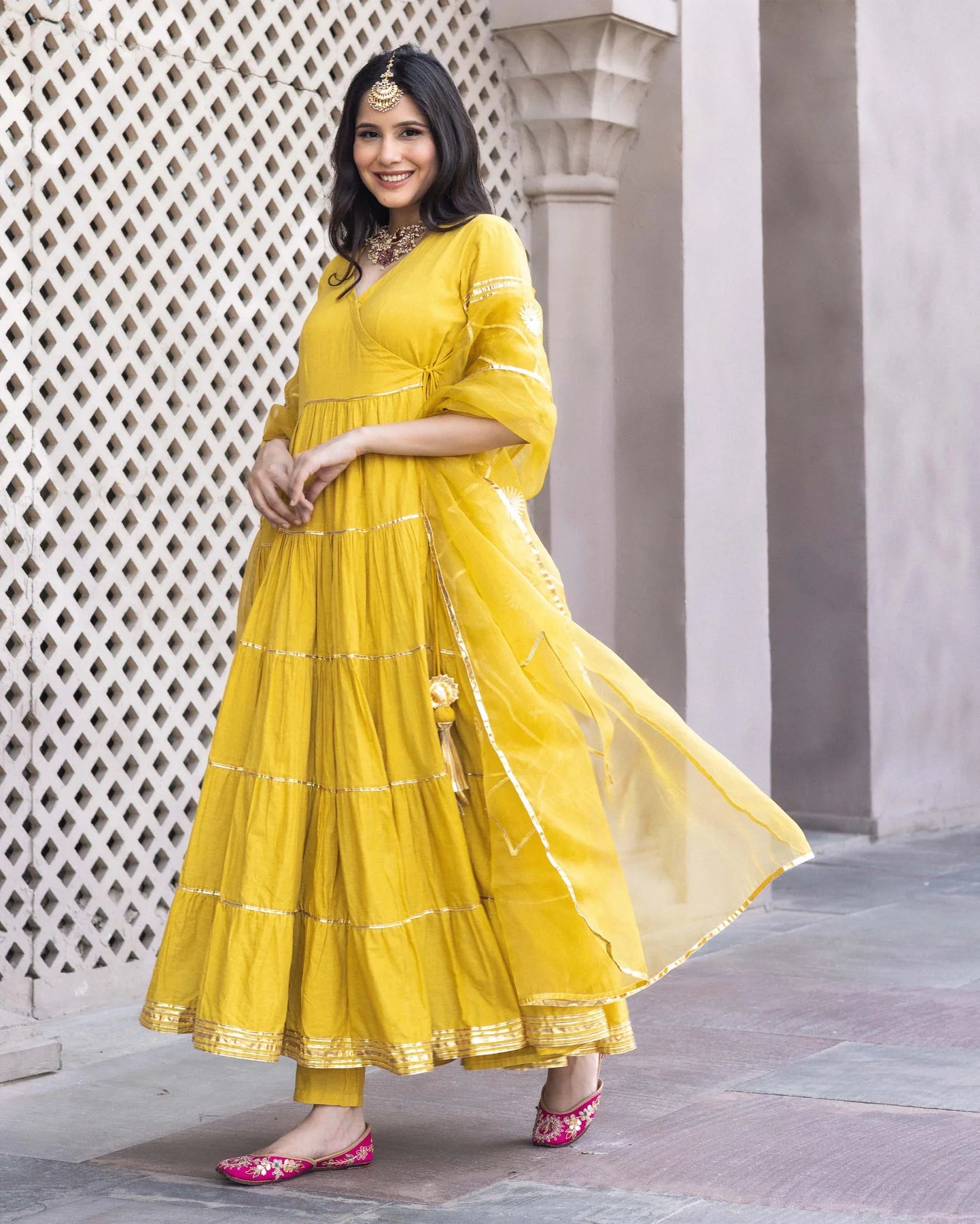 Radiant Gotapatti Tiered Suit Set