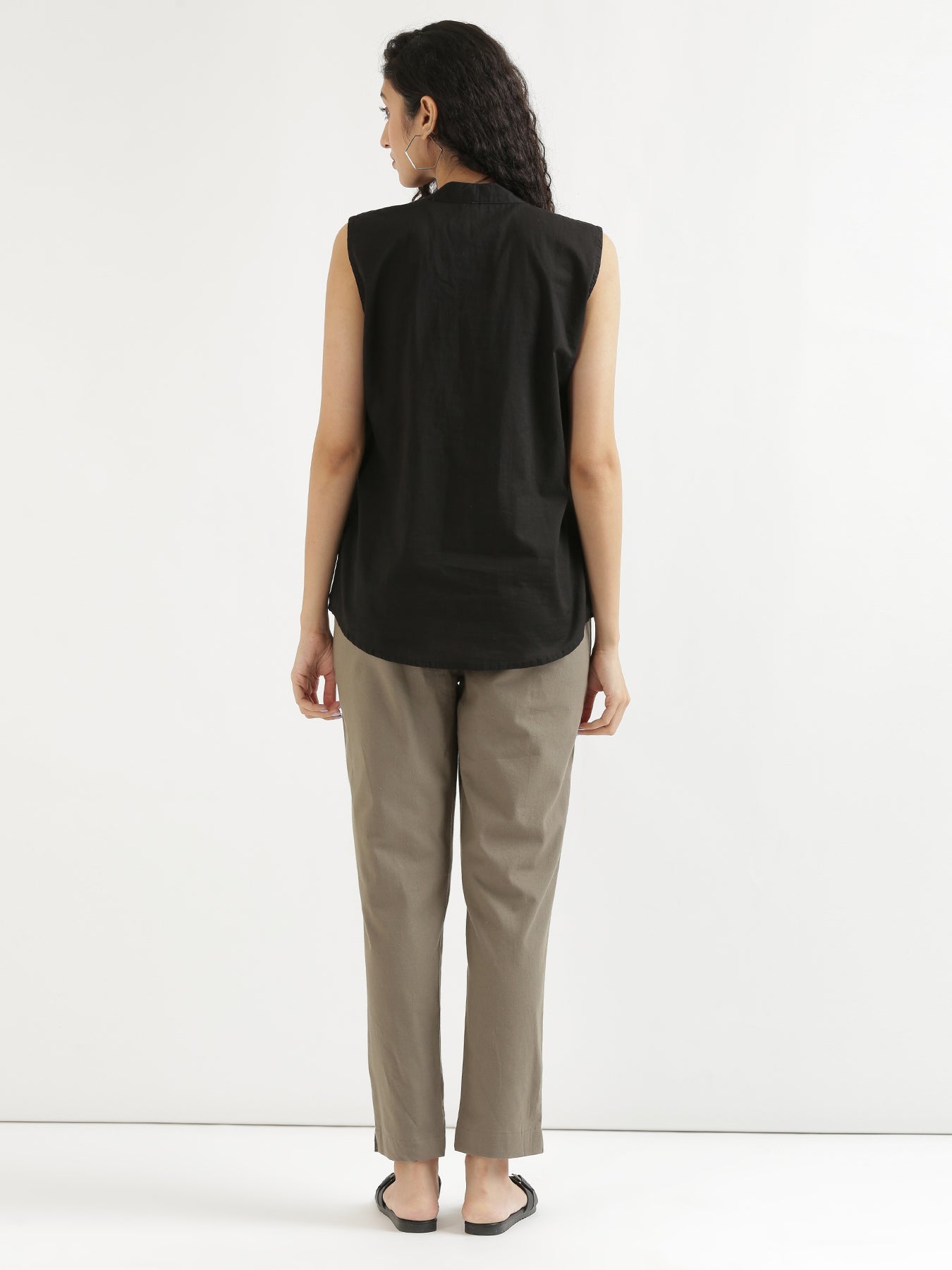 Vedora Flex: Grey Cotton Pants with Elastic Waistband