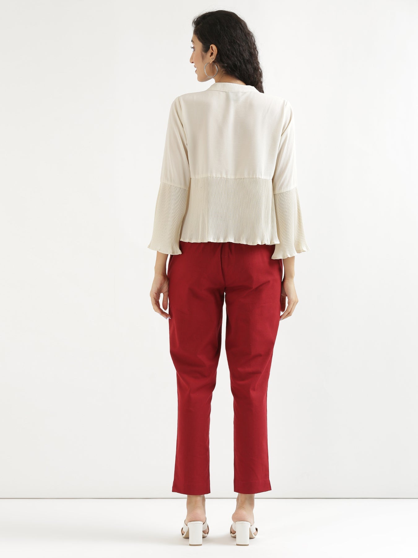 Vedora Elegance: Maroon Cotton Pants for Timeless Style