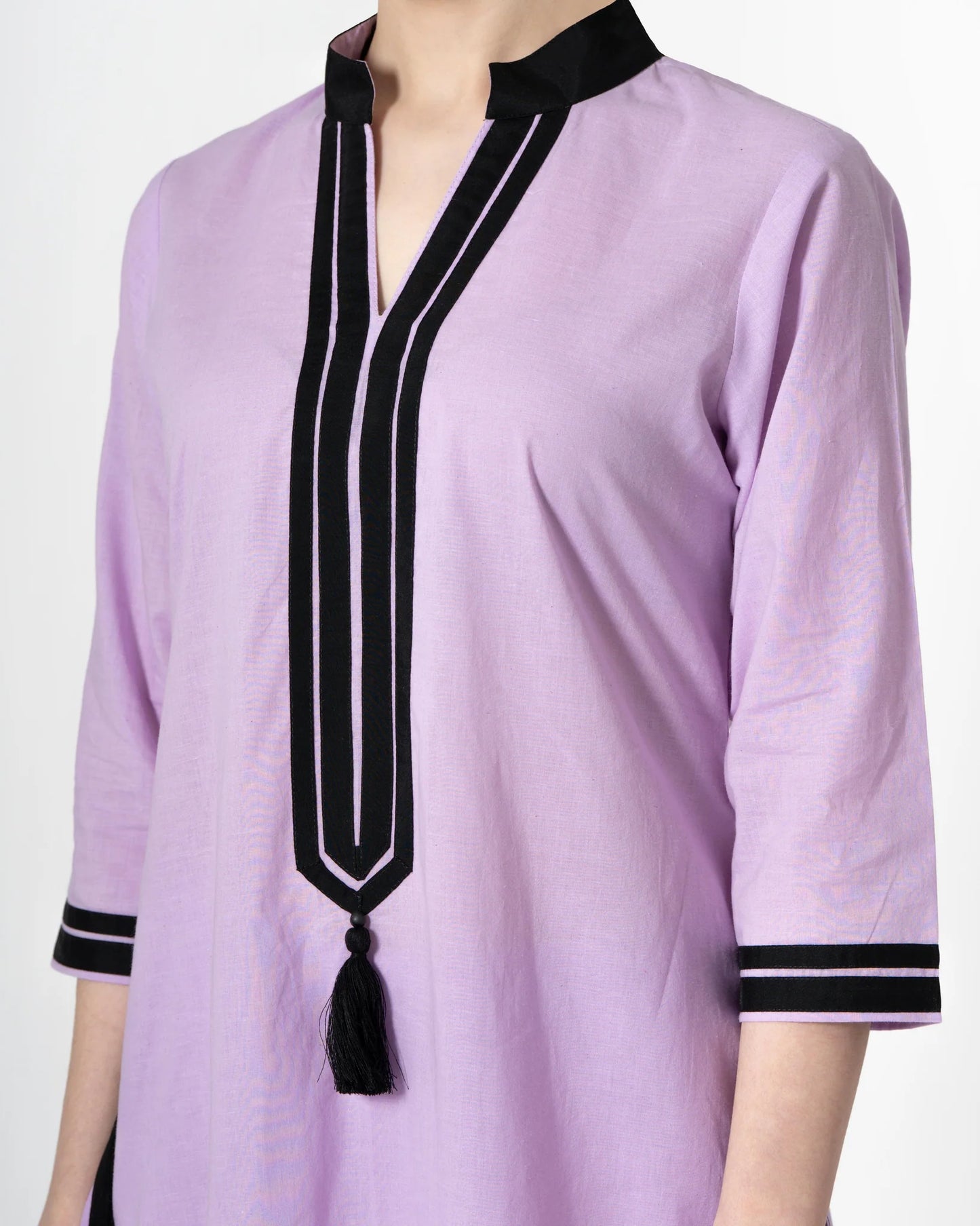 Contrast Elegance – Premium  Cotton Kurta Pant Set by Vedora