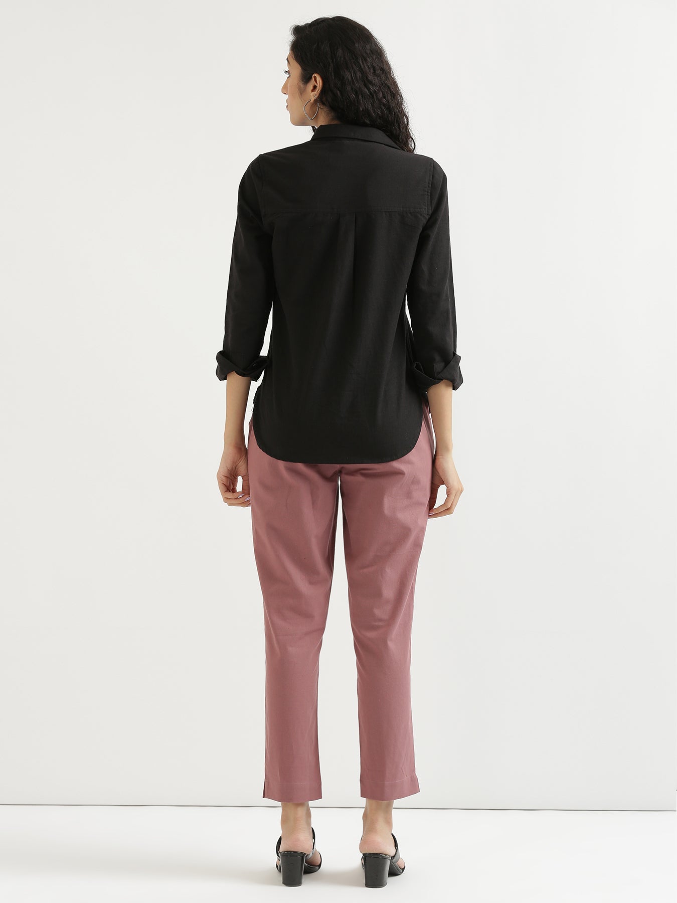 Vedora Elegance: Rose Taupe Cotton Pants for Subtle Sophistication