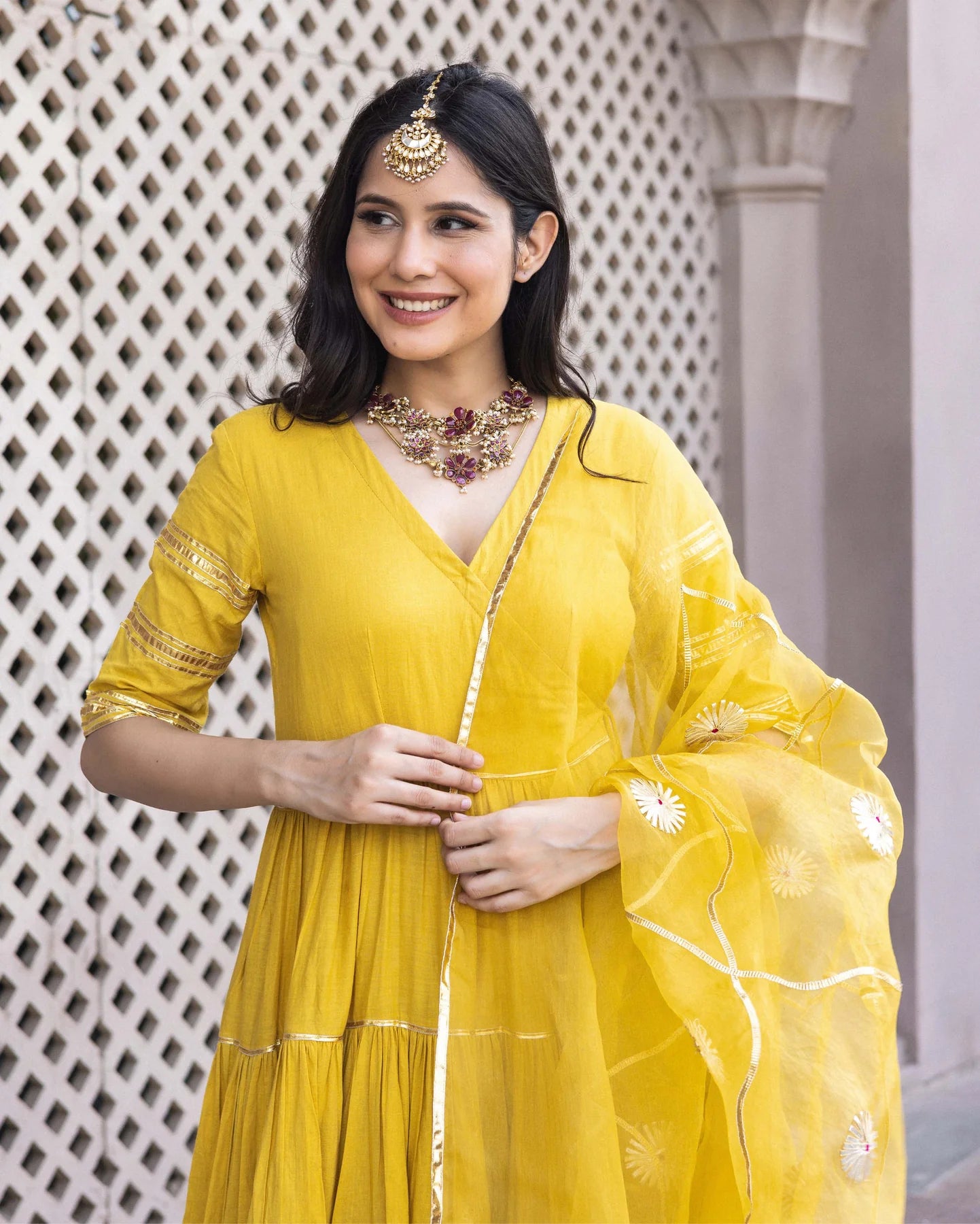 Radiant Gotapatti Tiered Suit Set