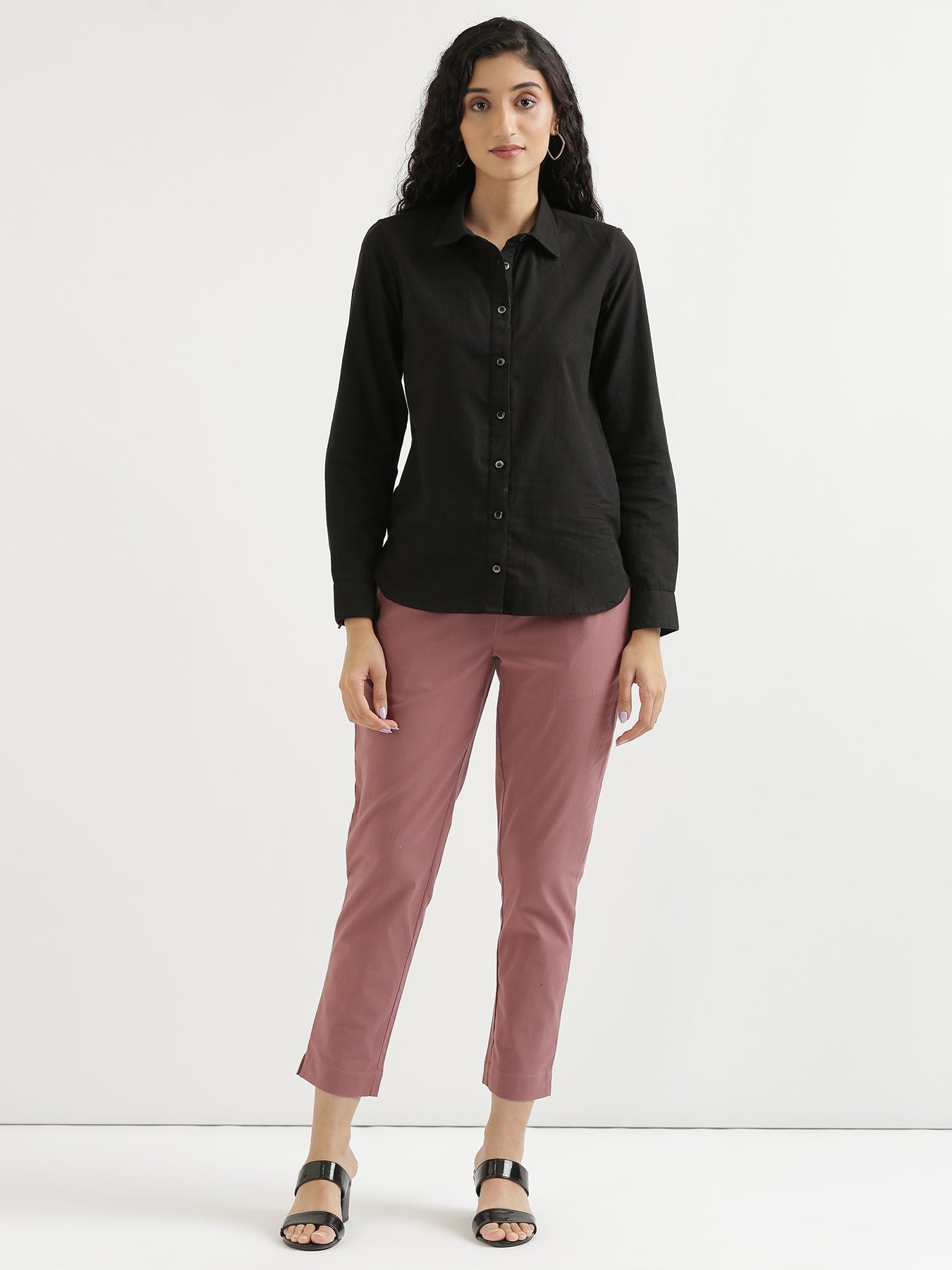 Vedora Elegance: Rose Taupe Cotton Pants for Subtle Sophistication
