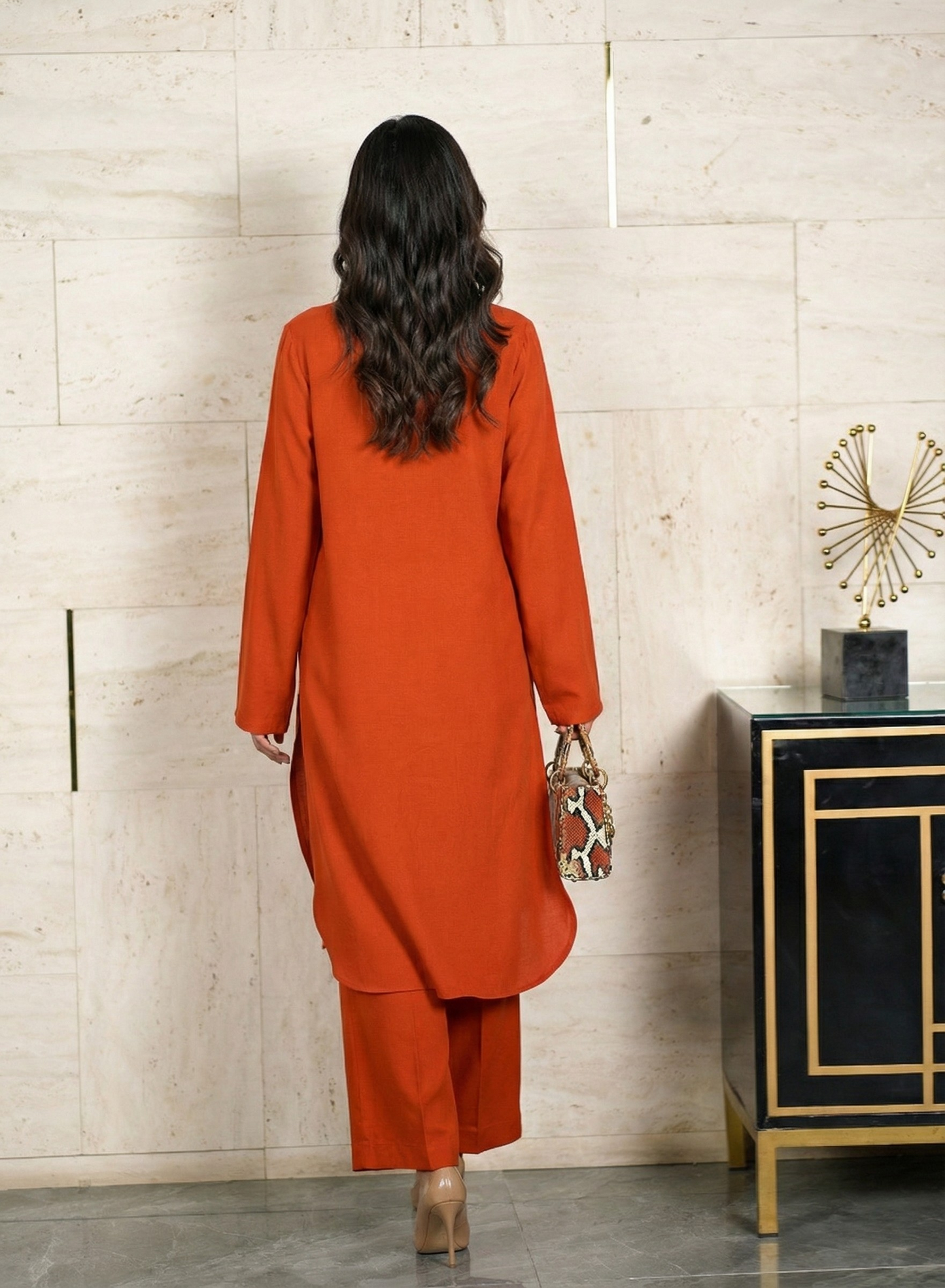 "Sienna" - Rust Orange Rayon Longline Co-ord Set
