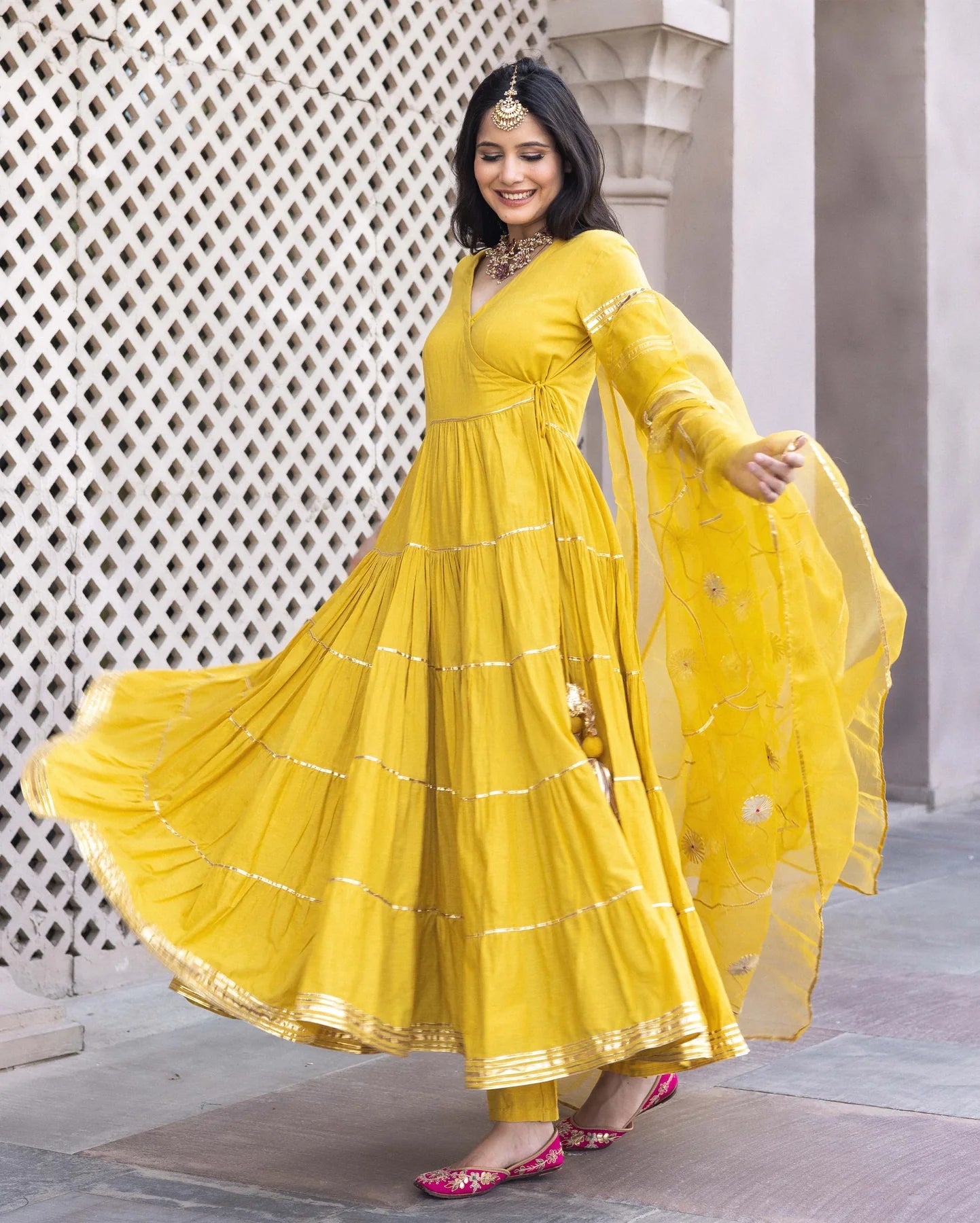 Radiant Gotapatti Tiered Suit Set