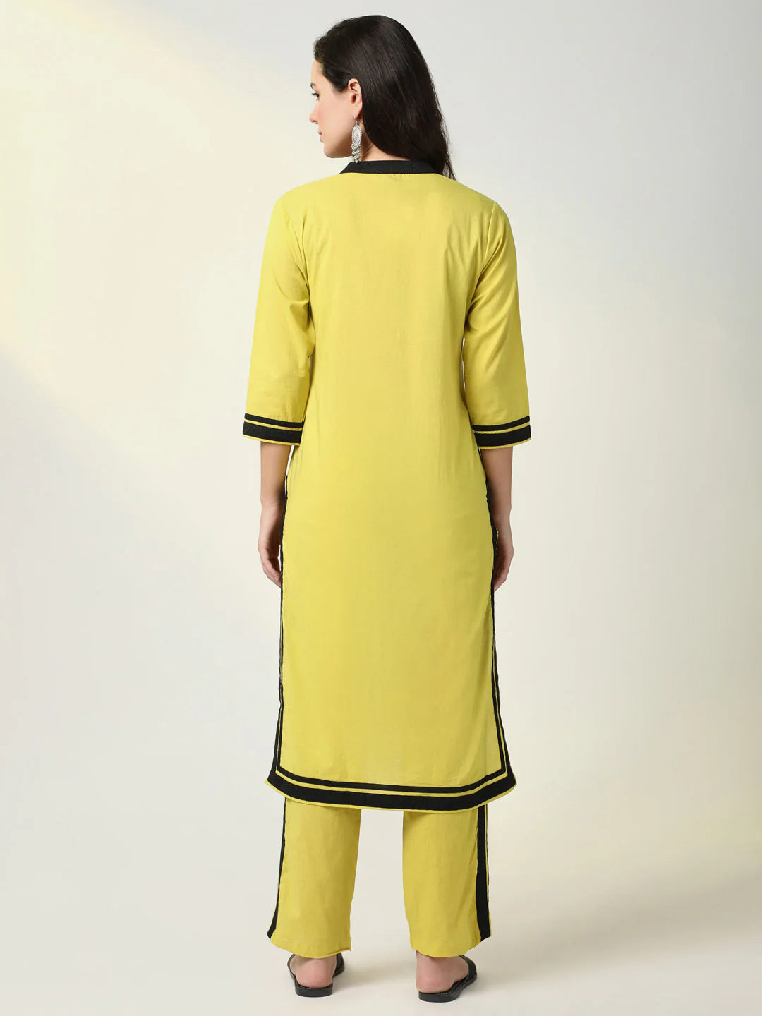 Contrast Elegance – Premium  Cotton Kurta Pant Set by Vedora