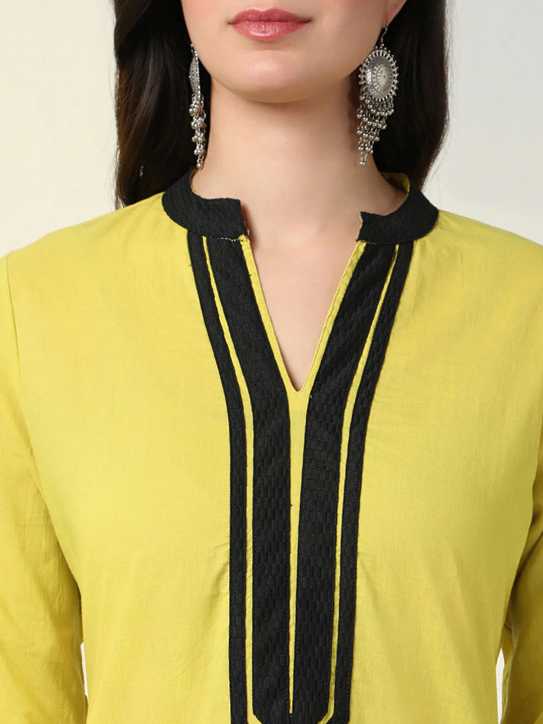 Contrast Elegance – Premium  Cotton Kurta Pant Set by Vedora