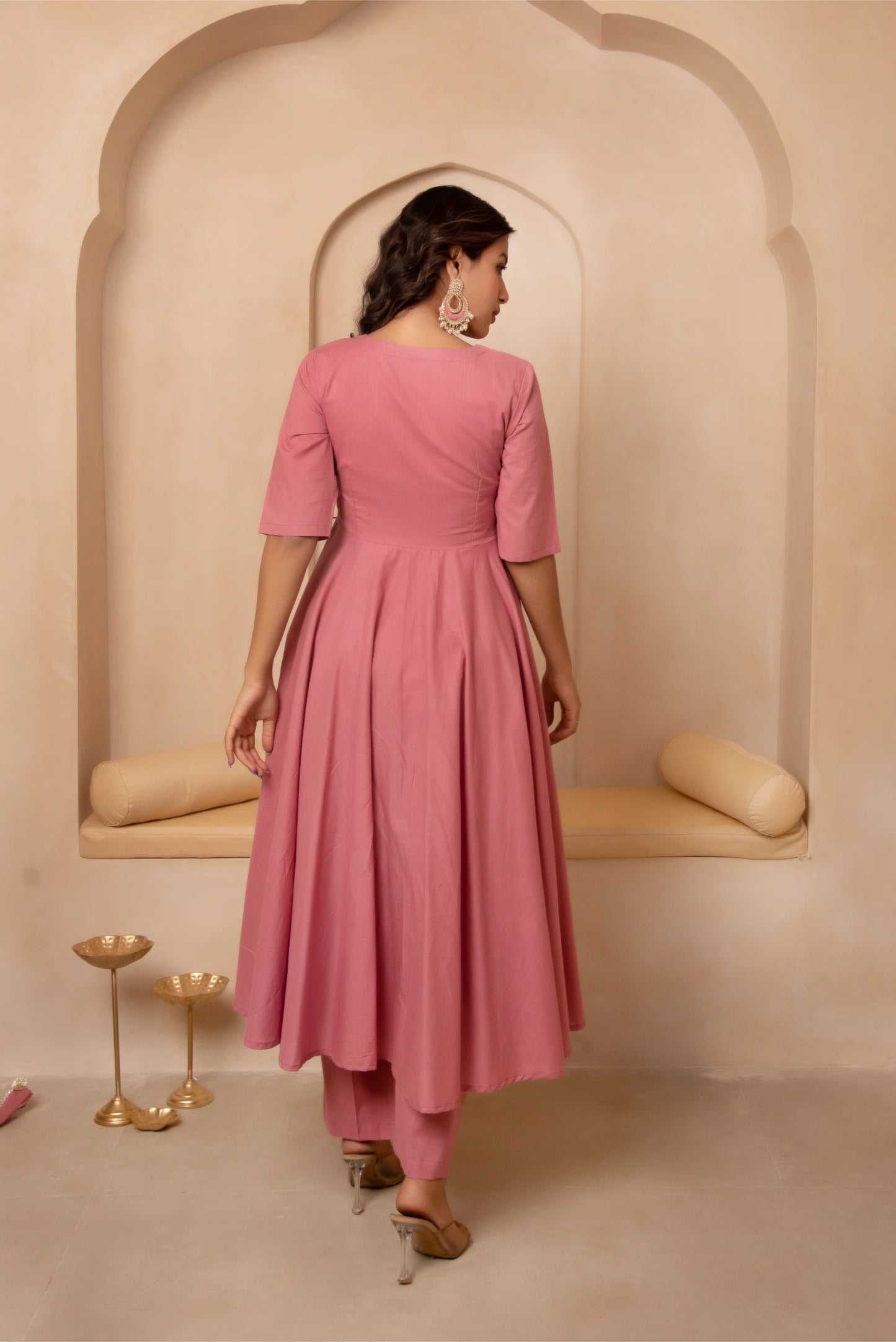 Angrakha Aura – Cotton Suit Set with Elegant Lace Detailing
