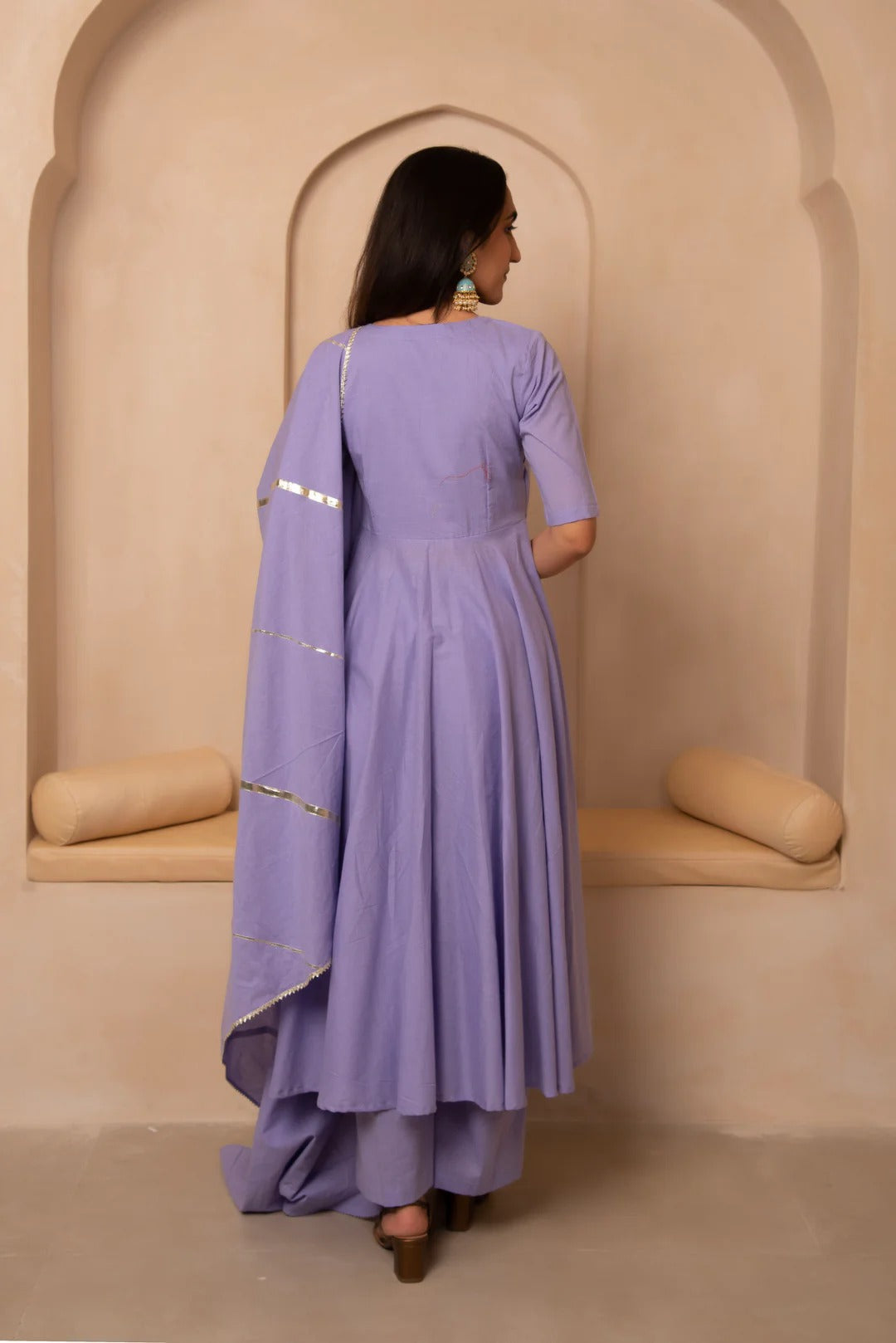 Angrakha Aura – Cotton Suit Set with Elegant Lace Detailing