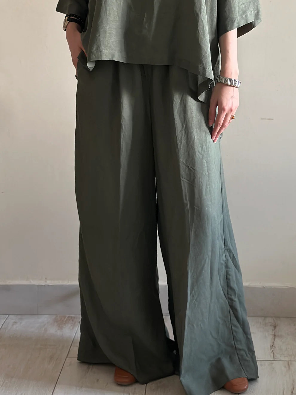 Olive Whisper – Cotton Slub Co-ord Set