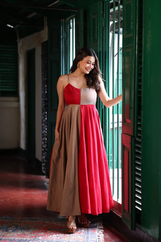 Dual Harmony – Rayon Maxi Dress by Vedora