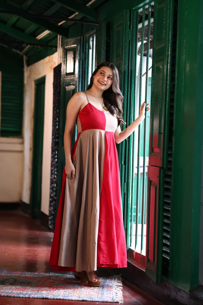 Dual Harmony – Rayon Maxi Dress by Vedora