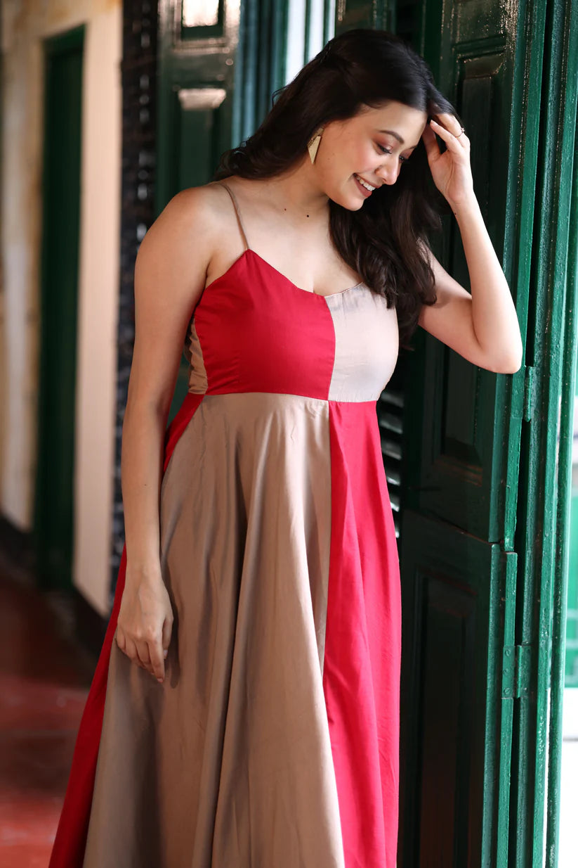 Dual Harmony – Rayon Maxi Dress by Vedora