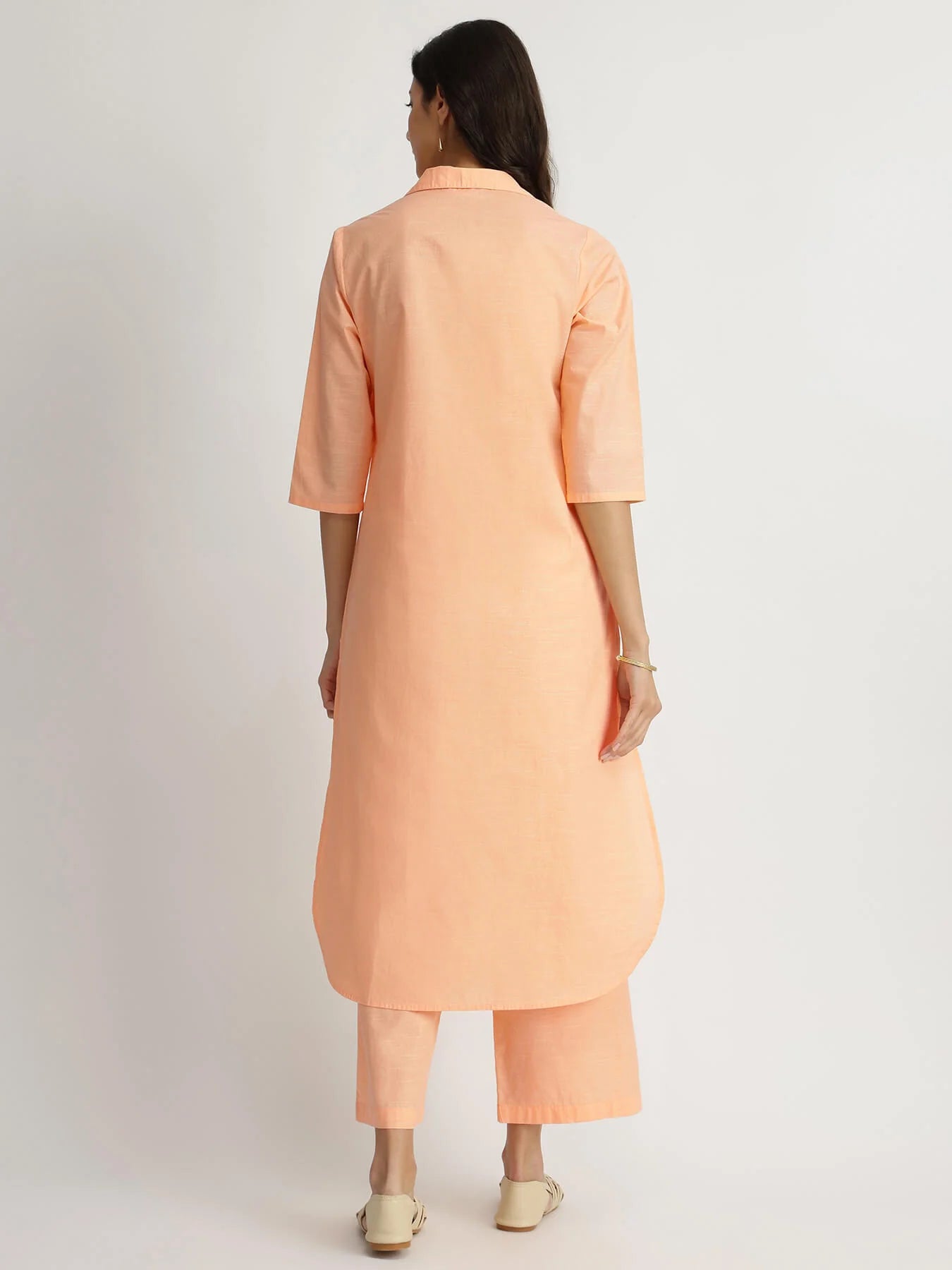 Peach Poise – Luxe-Textured Cotton Kurta Set