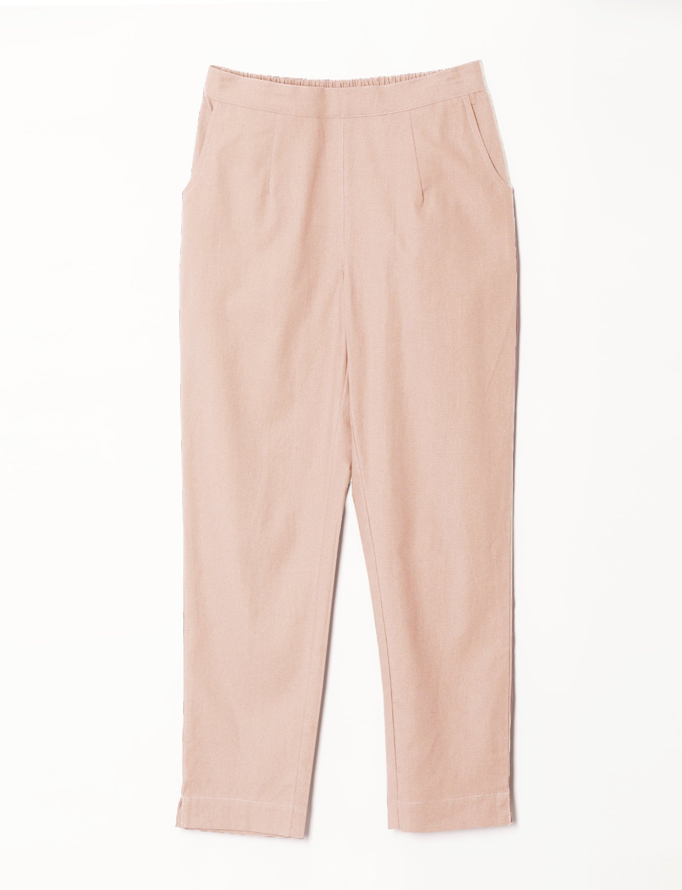 Vedora Chic: Salmon Pink Cotton Pants for Vibrant Comfort