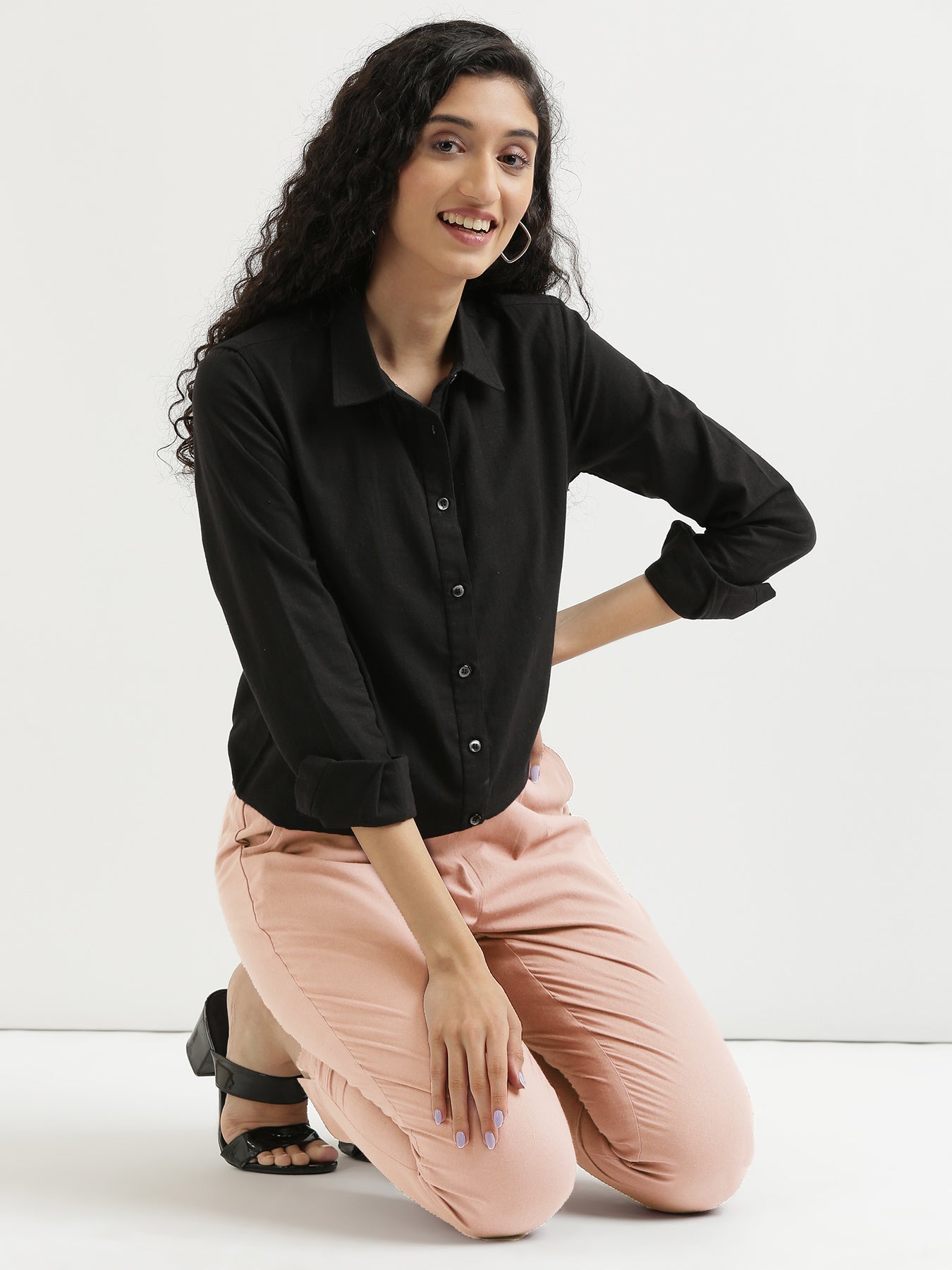 Vedora Chic: Salmon Pink Cotton Pants for Vibrant Comfort