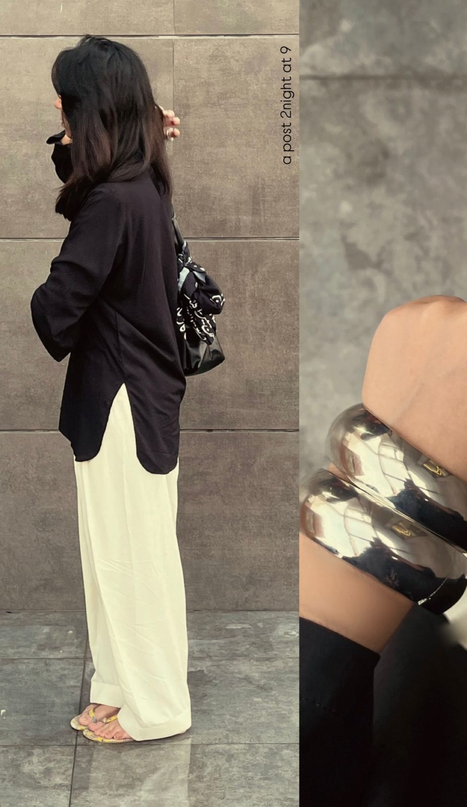 "Amara" - Black Kurta with Off-White Farshi Salwar Set