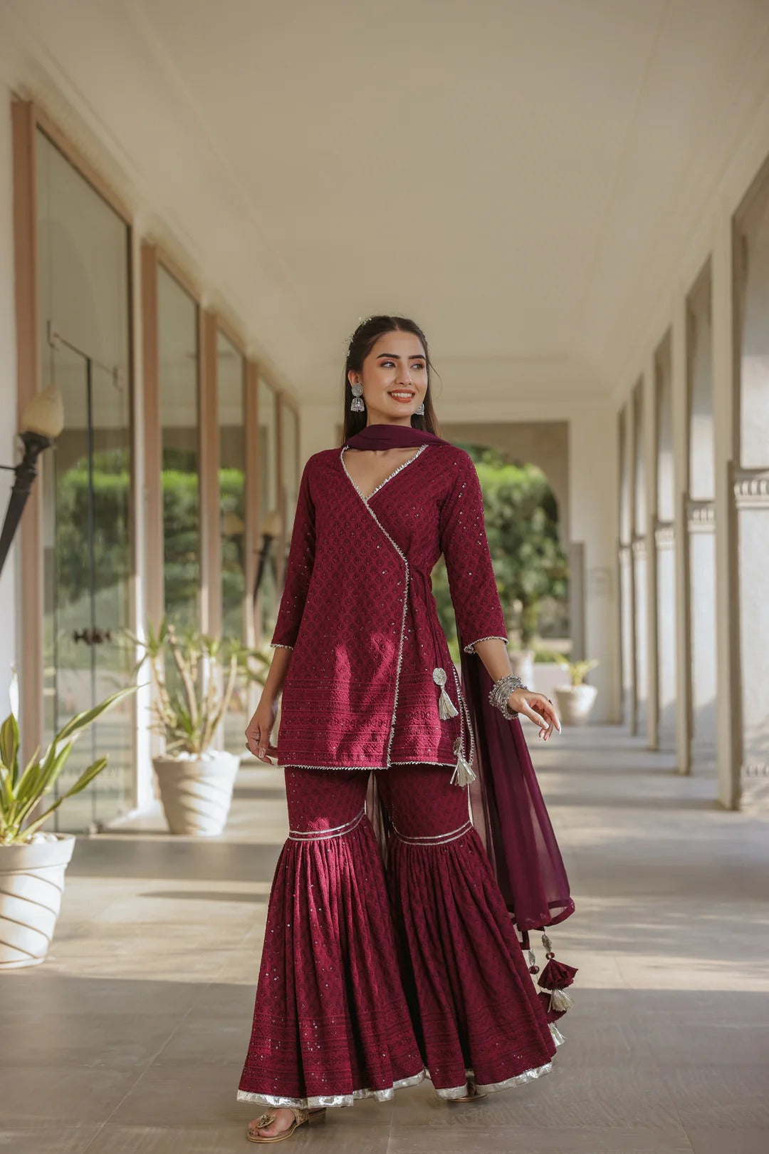 Sangria Angrakha Embroidered Sharara Set