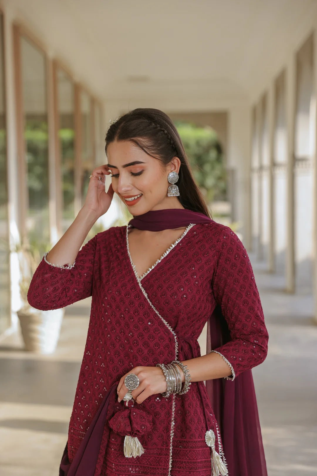 Sangria Angrakha Embroidered Sharara Set