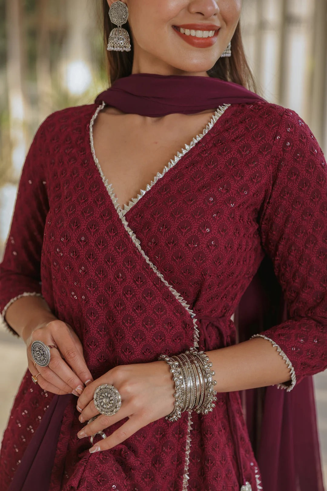Sangria Angrakha Embroidered Sharara Set