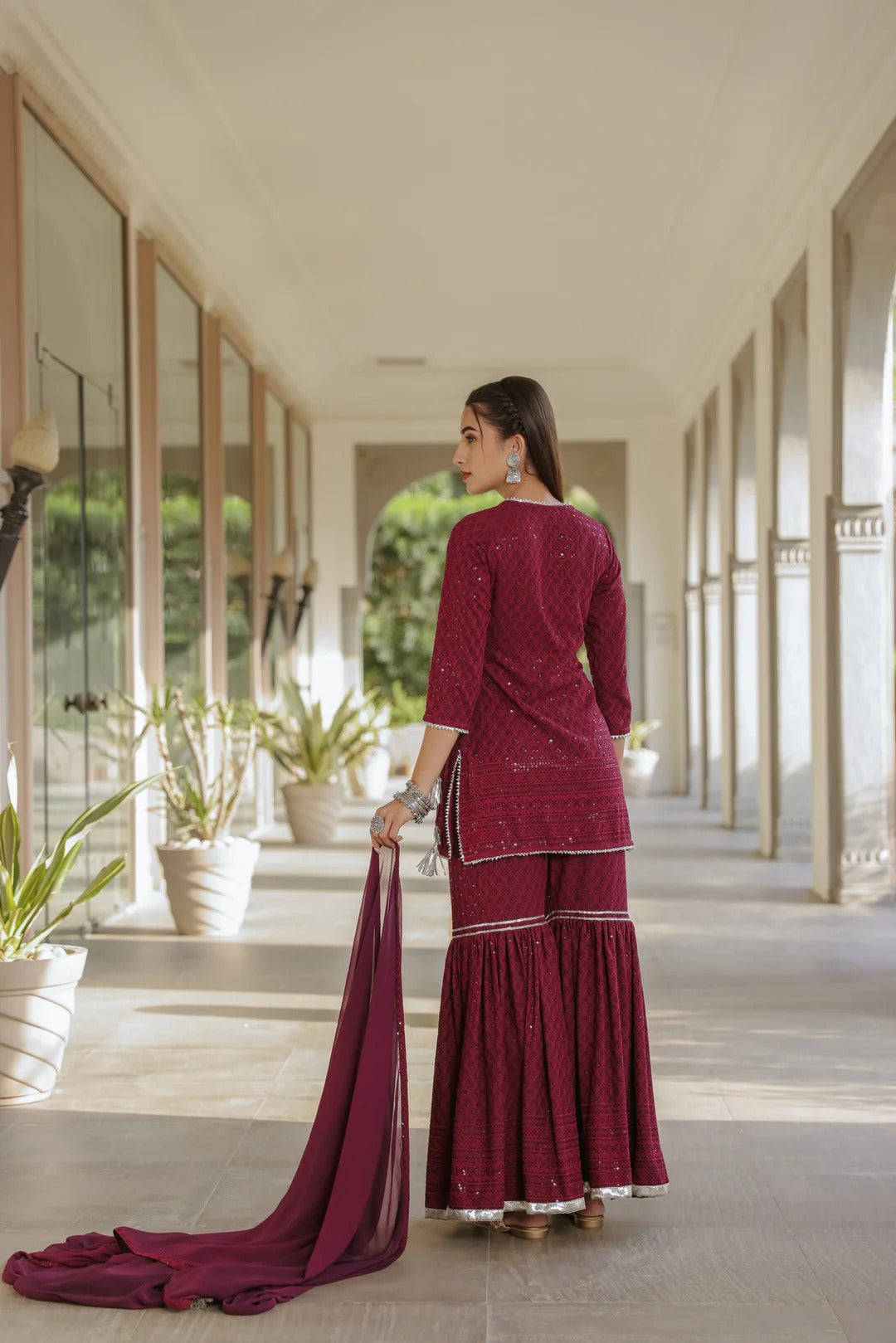Sangria Angrakha Embroidered Sharara Set