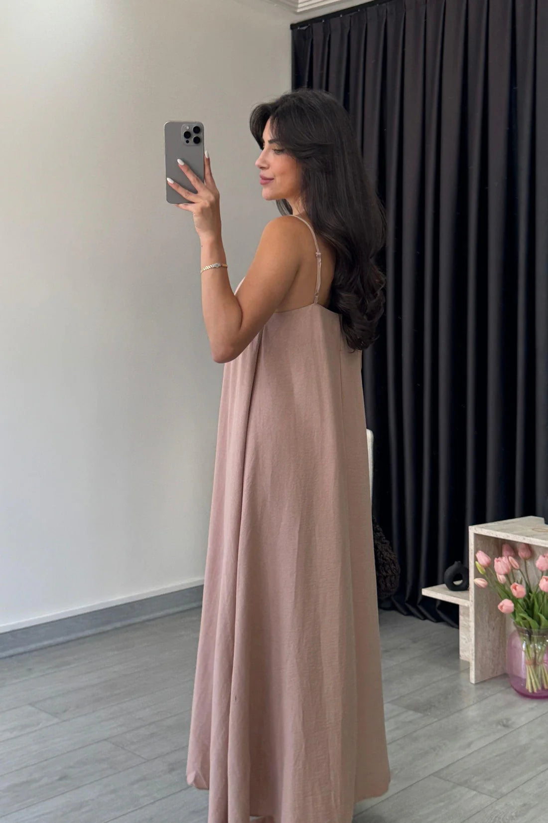 "Anamika" - Premium Flowy Fabric Maxi Dress with Spaghetti Straps