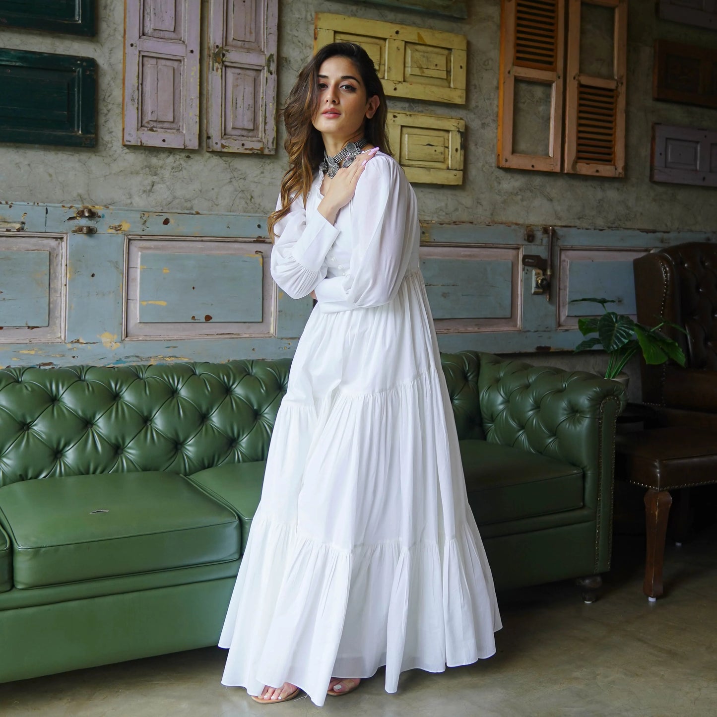 Graceful Long-Sleeve Maxi Dress