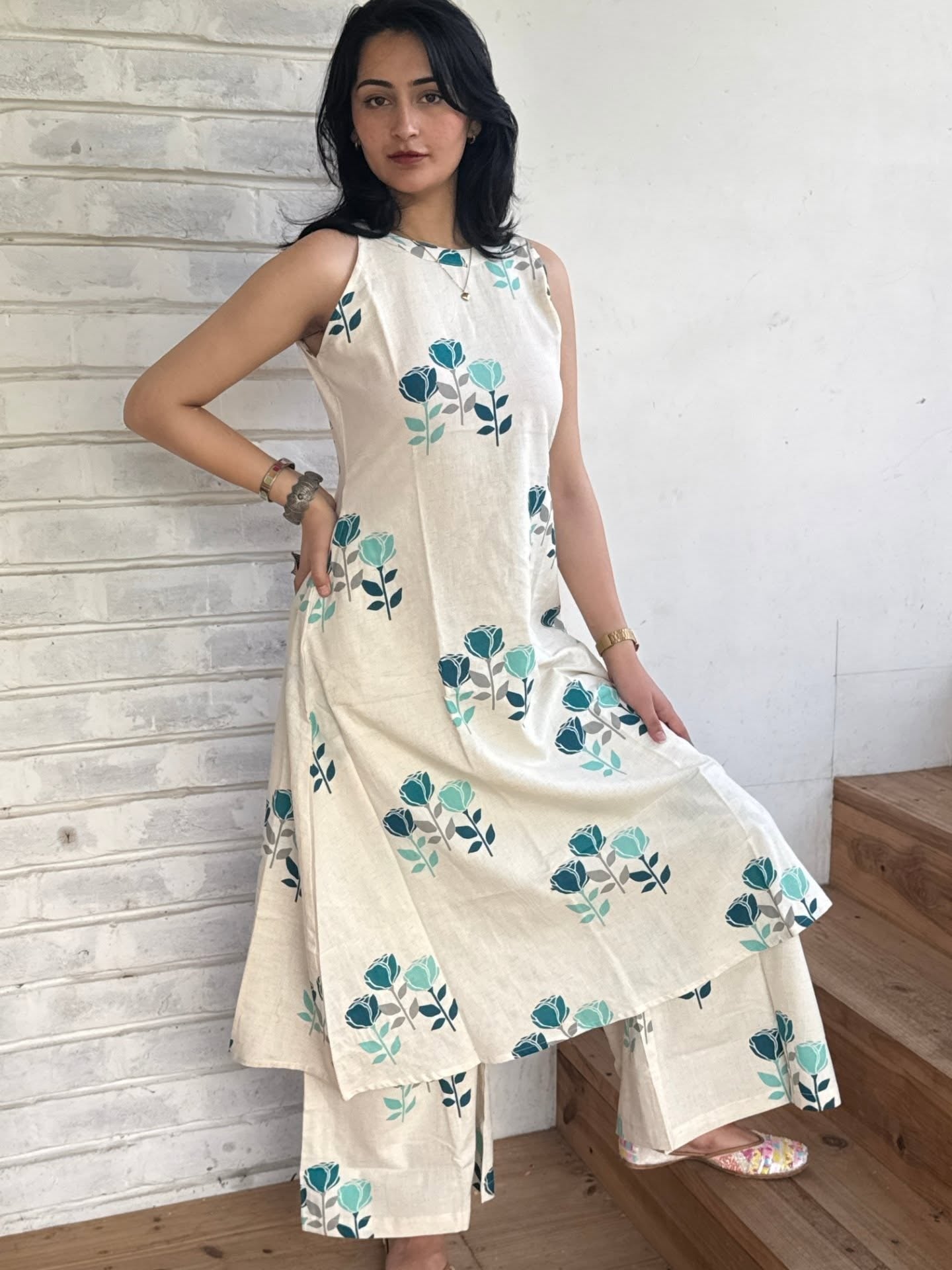 Elephant March/Floral Melody Cotton Co-ord Set