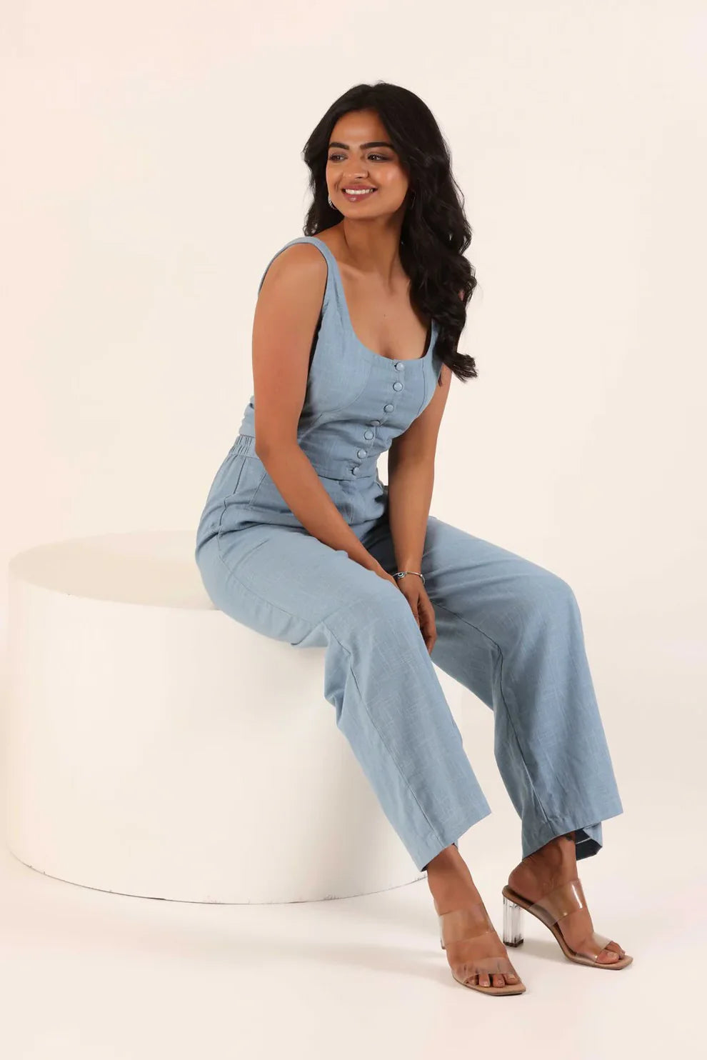 "Dia" - Relaxed Cotton Slub Shirt & Wide Pants Co-ord Set