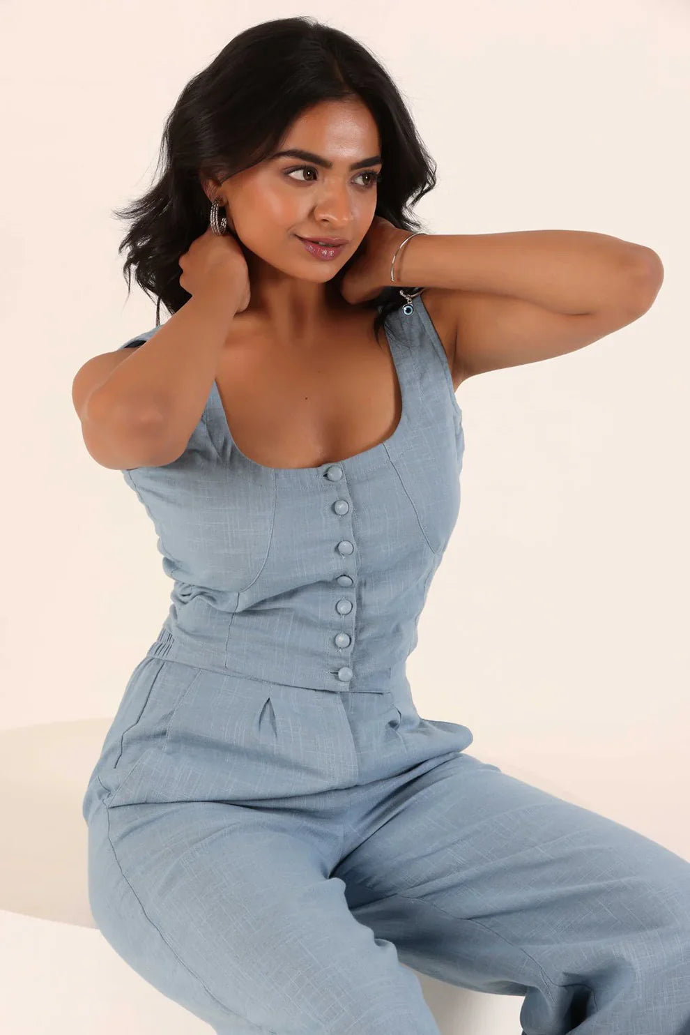 "Dia" - Relaxed Cotton Slub Shirt & Wide Pants Co-ord Set