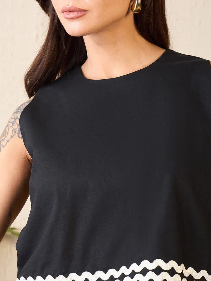 "Shalini" - Modern Sleeveless Cotton Crop Top & Wide Leg Pants Set