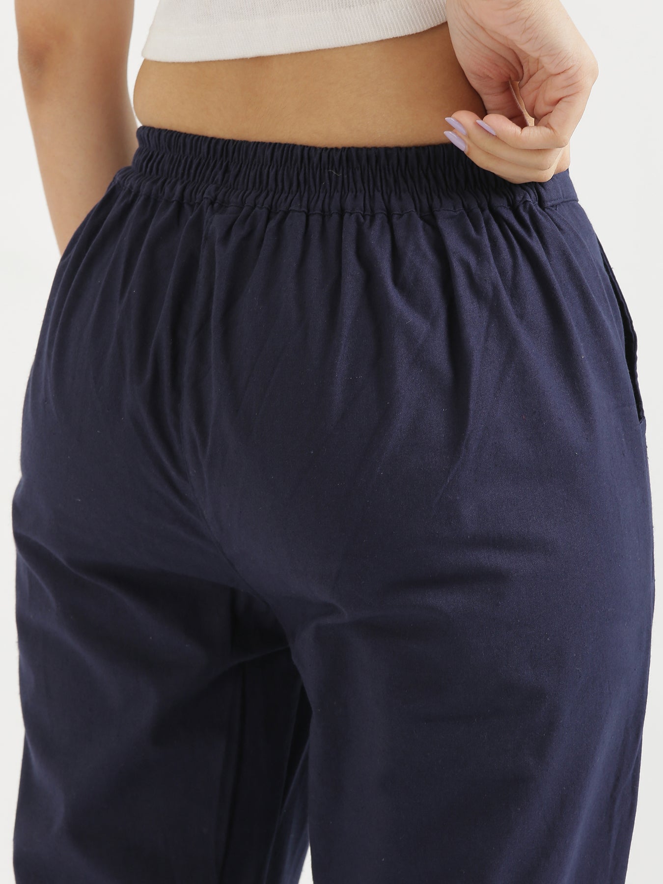 Vedora Versatility: Navy Blue Cotton Pants for Every Occasion