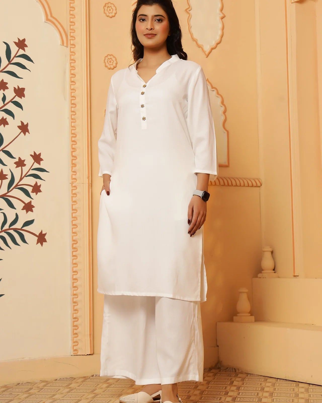 7 Shades of Style: Women’s Solid Rayon Kurta & Palazzo Set – Lavender Highlight