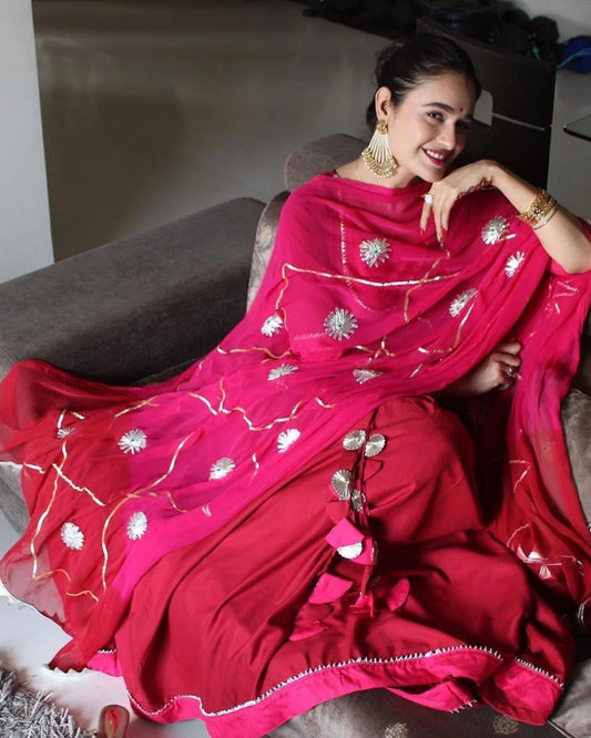 Raktima Red Gota Patti Tiered Suit Set