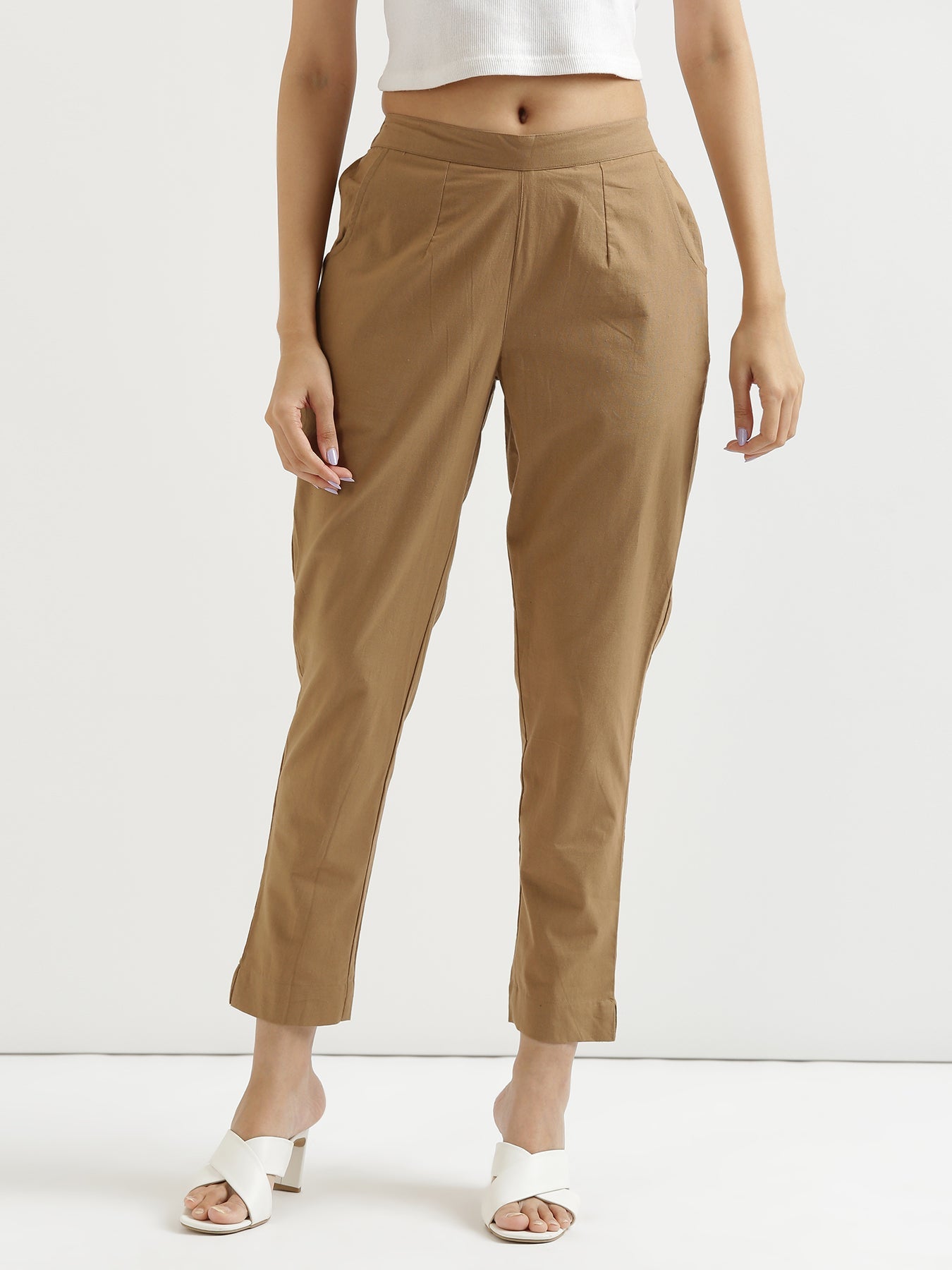 Vedora Classic: Coffee Brown Cotton Pants for Every Occasion