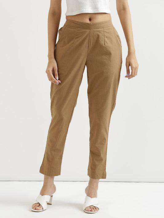 Vedora Classic: Coffee Brown Cotton Pants for Every Occasion