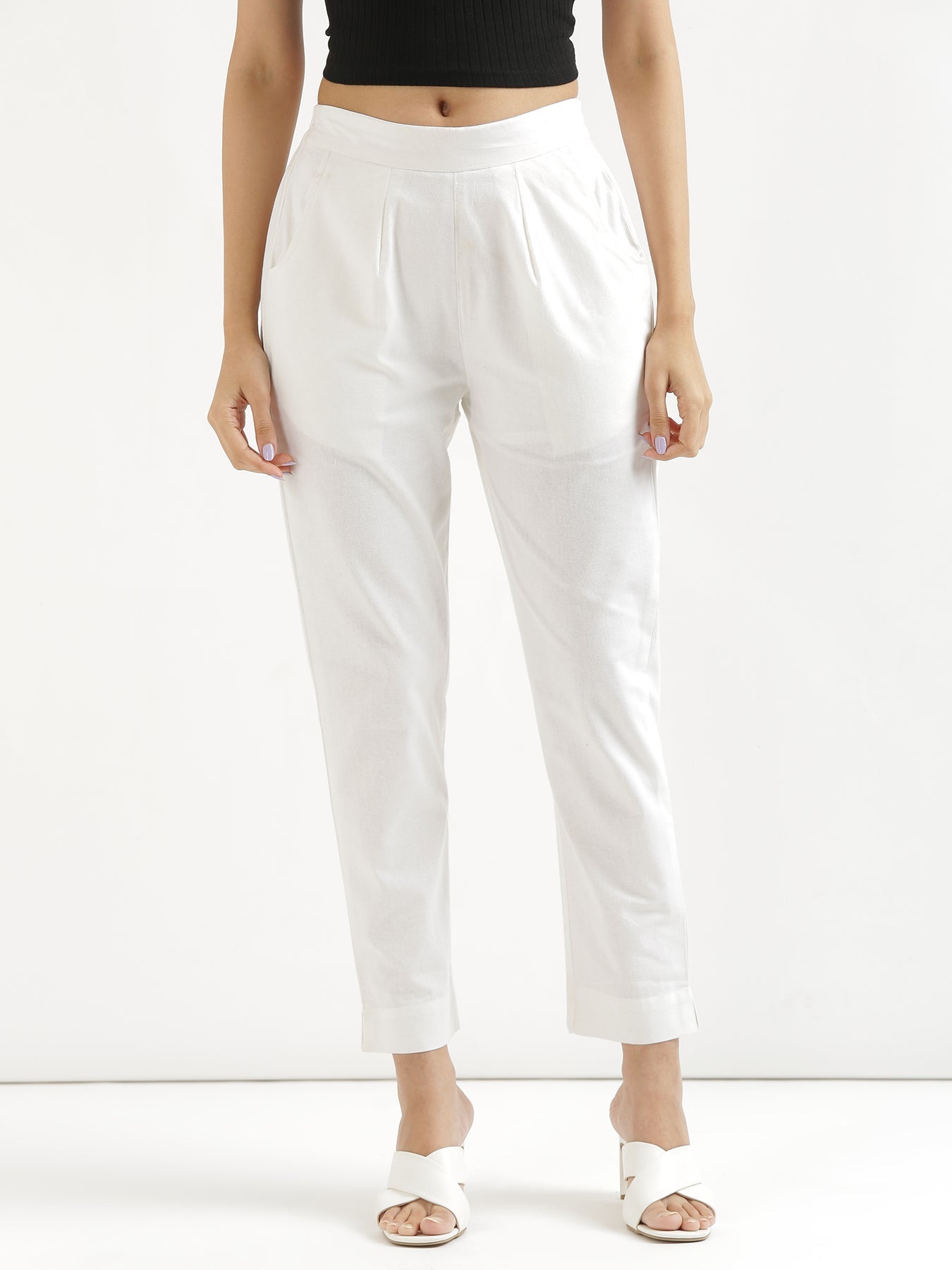 Vedora Classic: White Cotton Pants for Universal Appeal