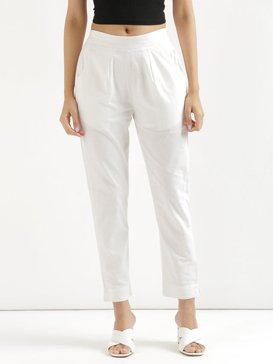 Vedora Classic: White Cotton Pants for Universal Appeal