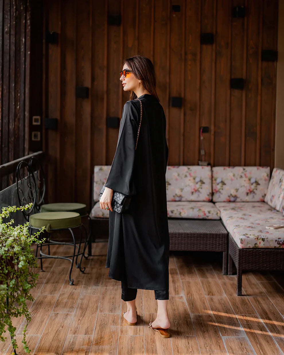 "Aarohi" - Premium Cotton Crepe Kurta & Pants Set in Classic Black