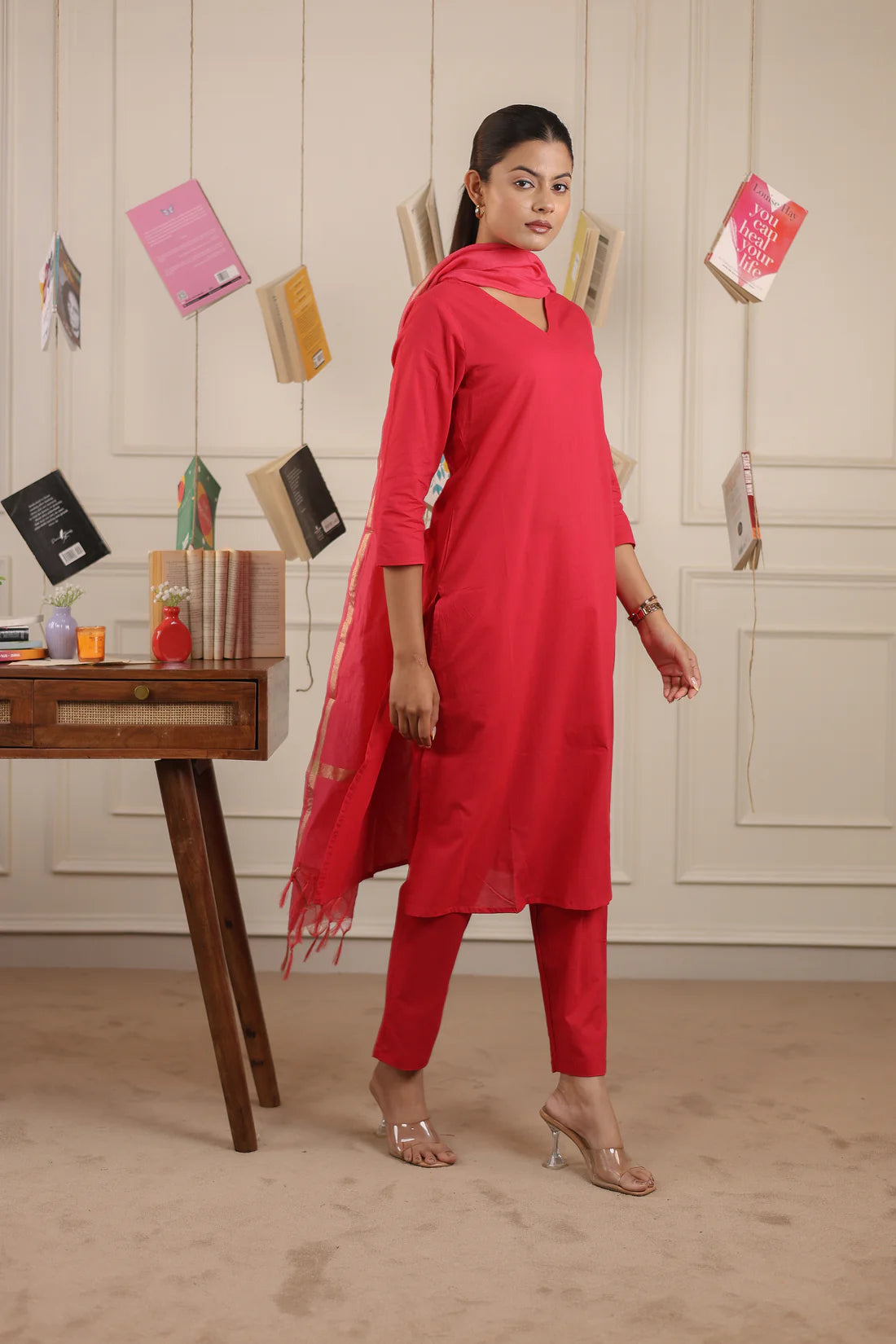 "Neema" - Classic Cotton Straight Kurta & Pants Set
