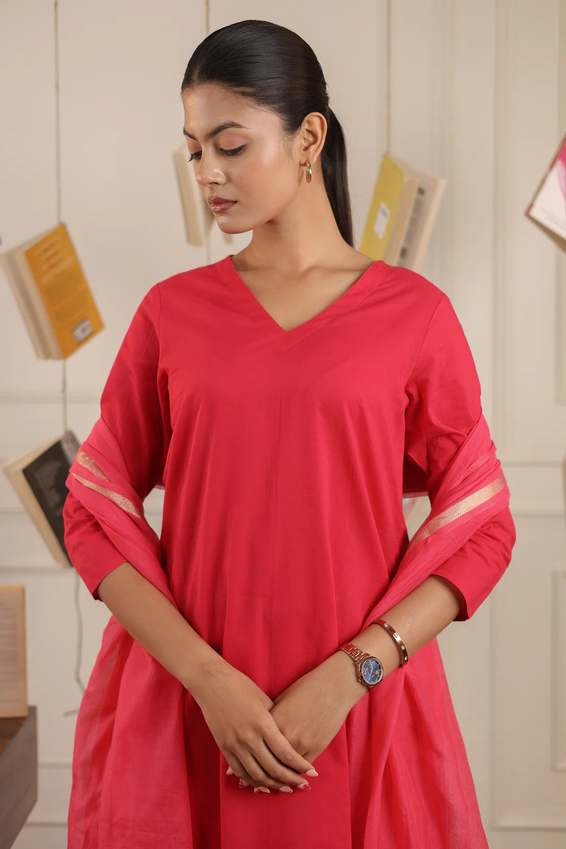 "Neema" - Classic Cotton Straight Kurta & Pants Set