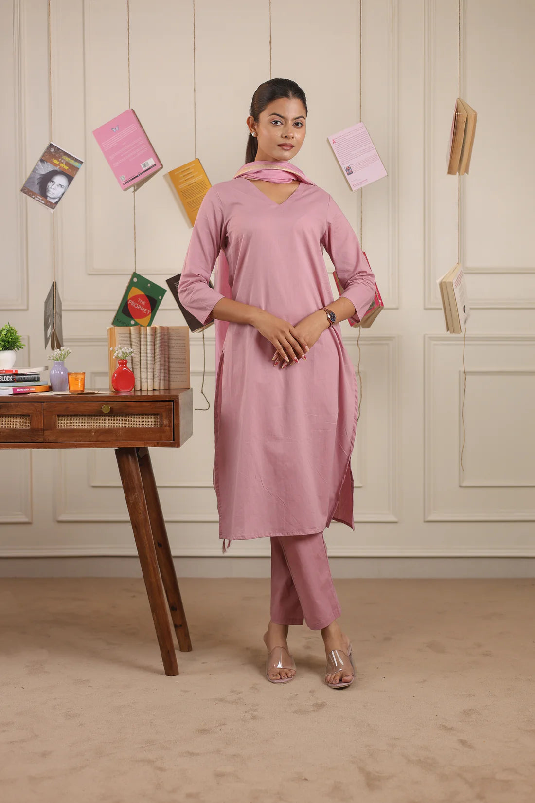 "Neema" - Classic Cotton Straight Kurta & Pants Set