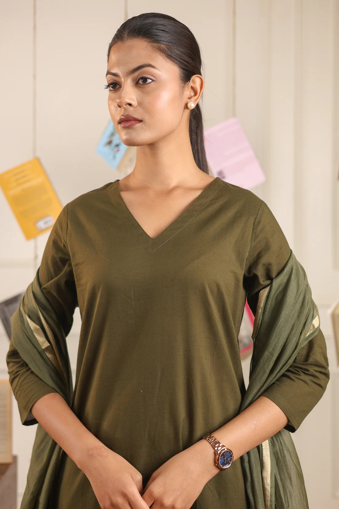 "Neema" - Classic Cotton Straight Kurta & Pants Set