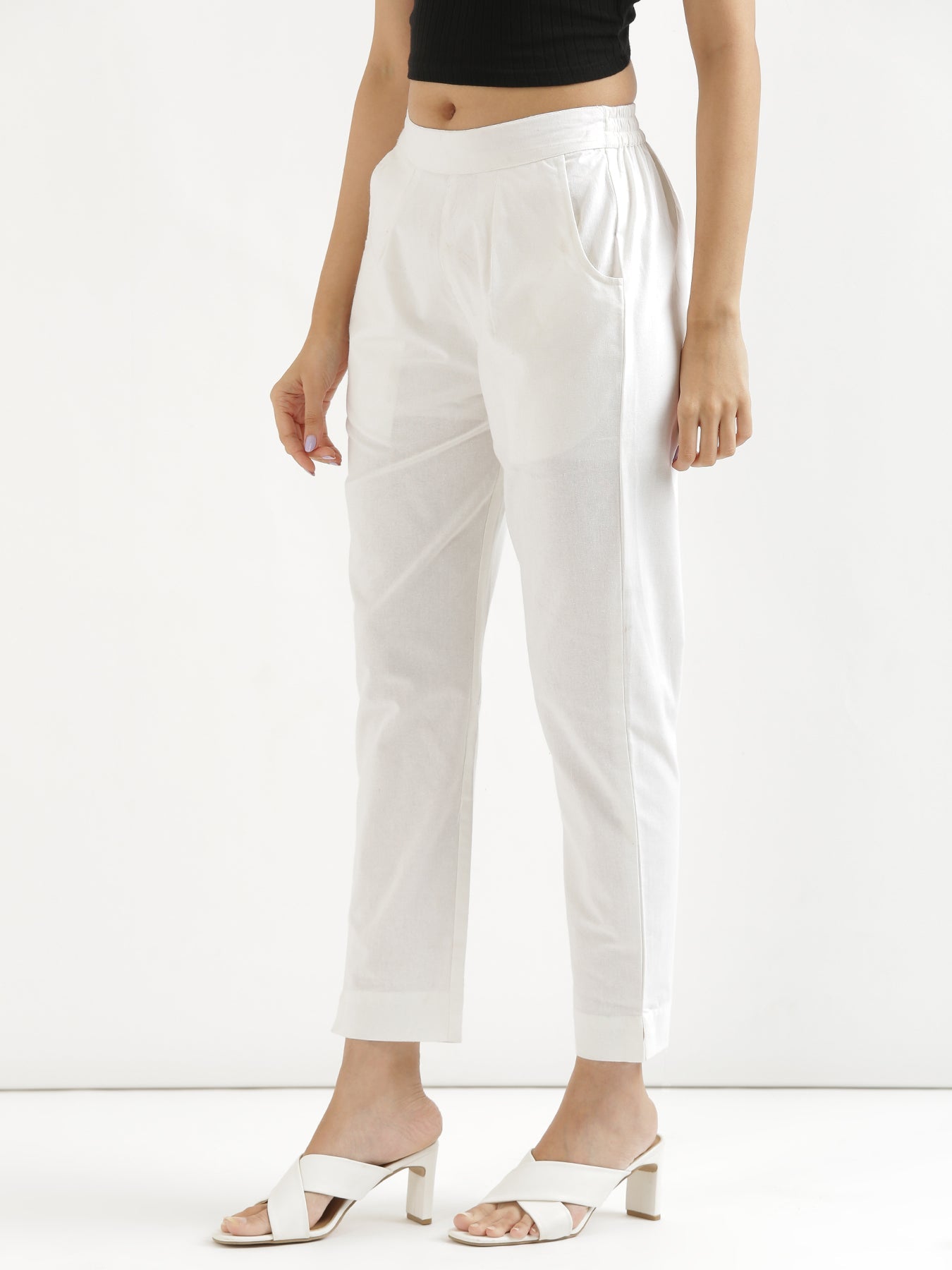 Vedora Classic: White Cotton Pants for Universal Appeal